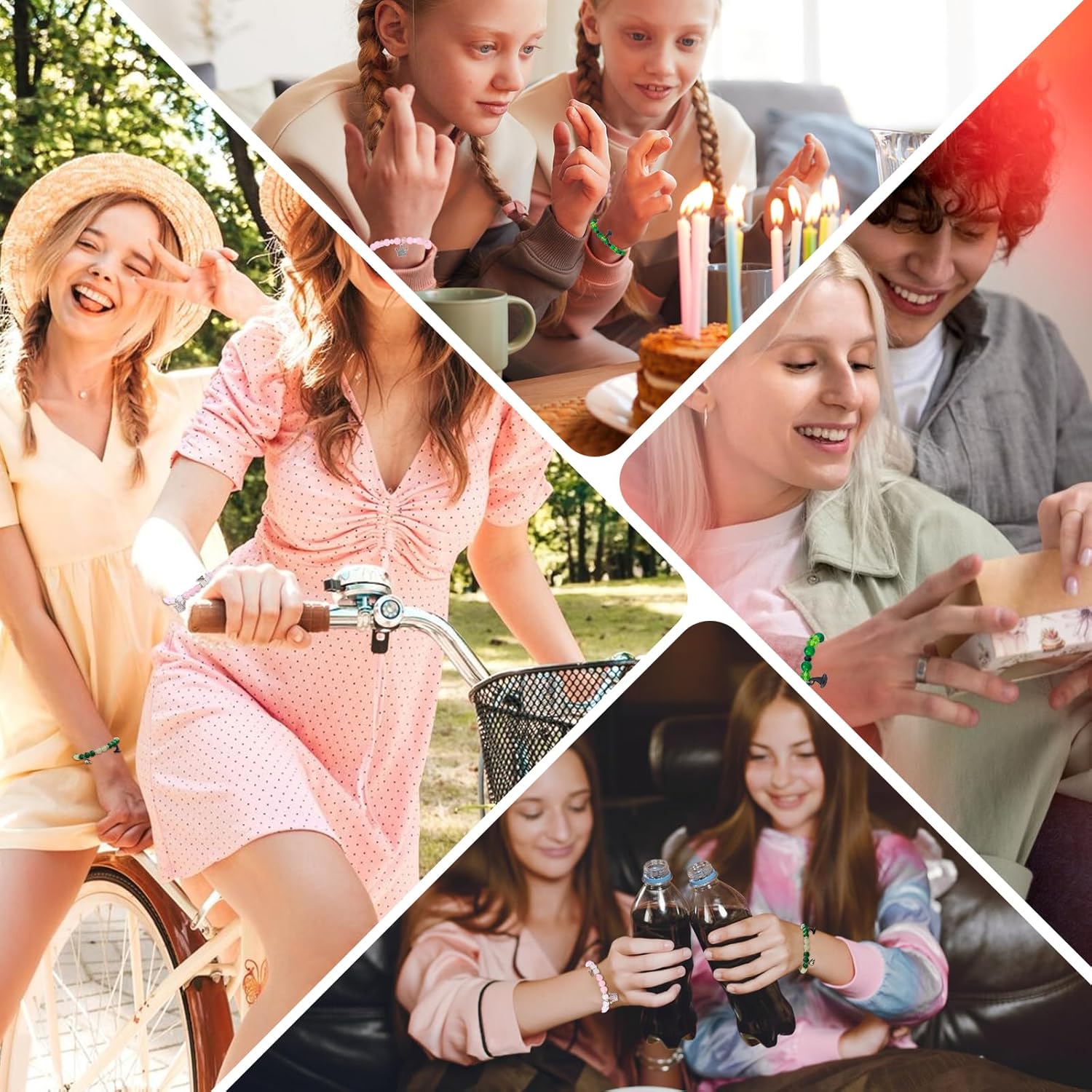 Green and Pink Friendship Matching Bracelets-Crown Witch Hat Matching Bracelets-BFF Couples Accessories, for Fans' Birthdays, and Party Favors for Fans - Image 6