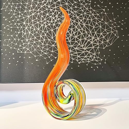 Miniatura 9 de Escultura de cristal soplado a mano de 11.4 pulgadas de alto, escultura de arte estilo Murano, estatuas de decoración del hogar, decoración del