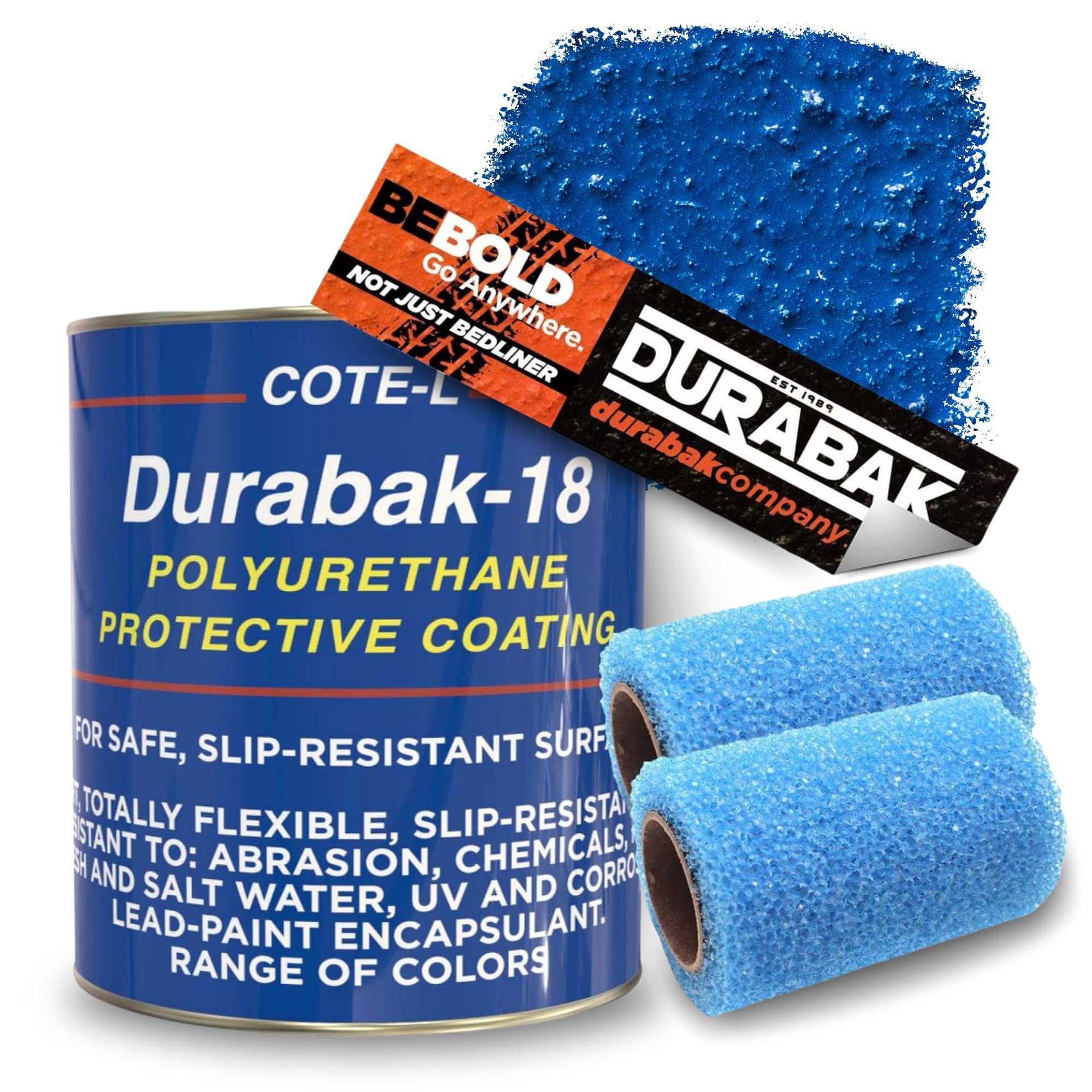 Durabak-18 Textured Truck Bed Liner Gallon KIT - Roll On Coating | DIY Custom Coat for Bedliner and Undercoating, Auto Body, Automotive Rust Proofing, Boat Repair (Gallon, Vivid Blue)