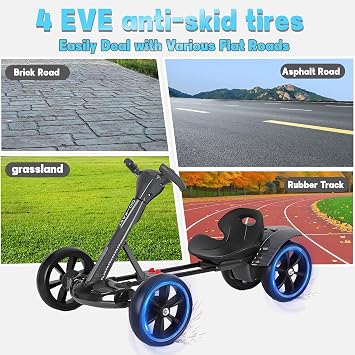Electric Go Kart for Kids 3-12, Foldable Go Cart with Reversing Model, Pedal Go-Kart with Adjustable Seat & Music & Lights, 5 MPH Speed Drift Go Cart for Outdoor Indoor,Red,12V