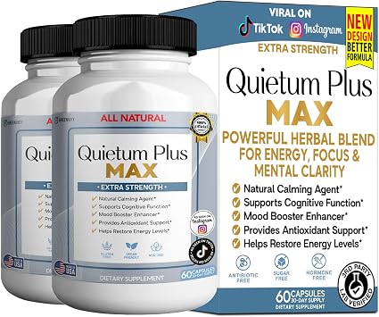 Quietum Plus Max, Extra Strength Natural Calming Supplement, 60 Capsules, Ginseng & Ginkgo, Gluten Free, Vegan 2