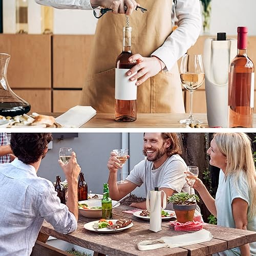 Vista 14 de Hoolerry 12 bolsas de lona para vino con asa de 12 pulgadas, reutilizables, sublimación, botella de vino en blanco, bolsa de regalo, bolsa lavable
