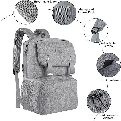 Miniatura 4 de MATEIN Mochila de almuerzo para mujer, lonchera térmica térmica con lonchera integrada, bolsa de computadora de viaje resistente al agua, mochila
