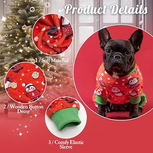 Miniatura 3 de KYEESE Pijama de Navidad para perros de pingüino, pijamas para perros de Año Nuevo, pijamas de terciopelo suave para perros grandes