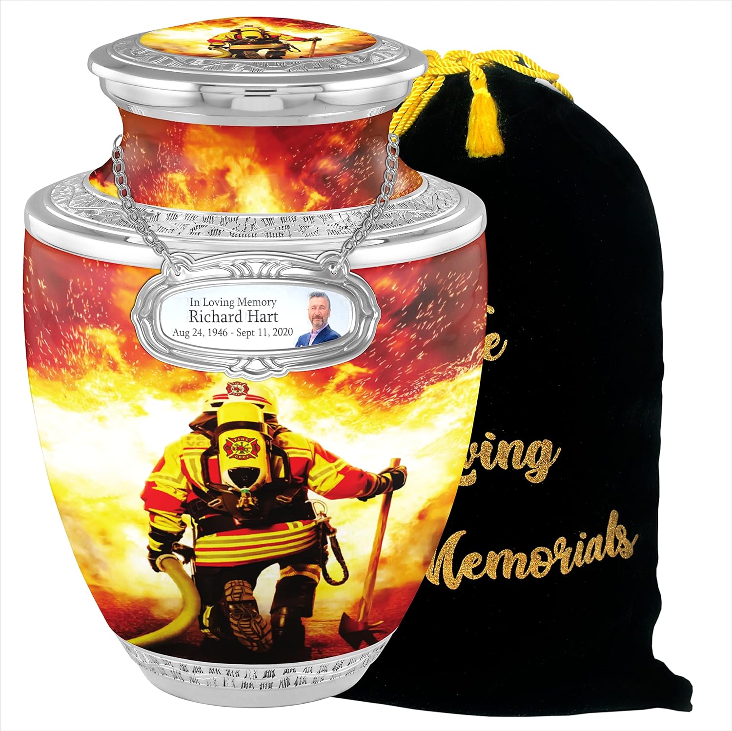 Personalized Medallion Firefighter Glory Cremation Urns for