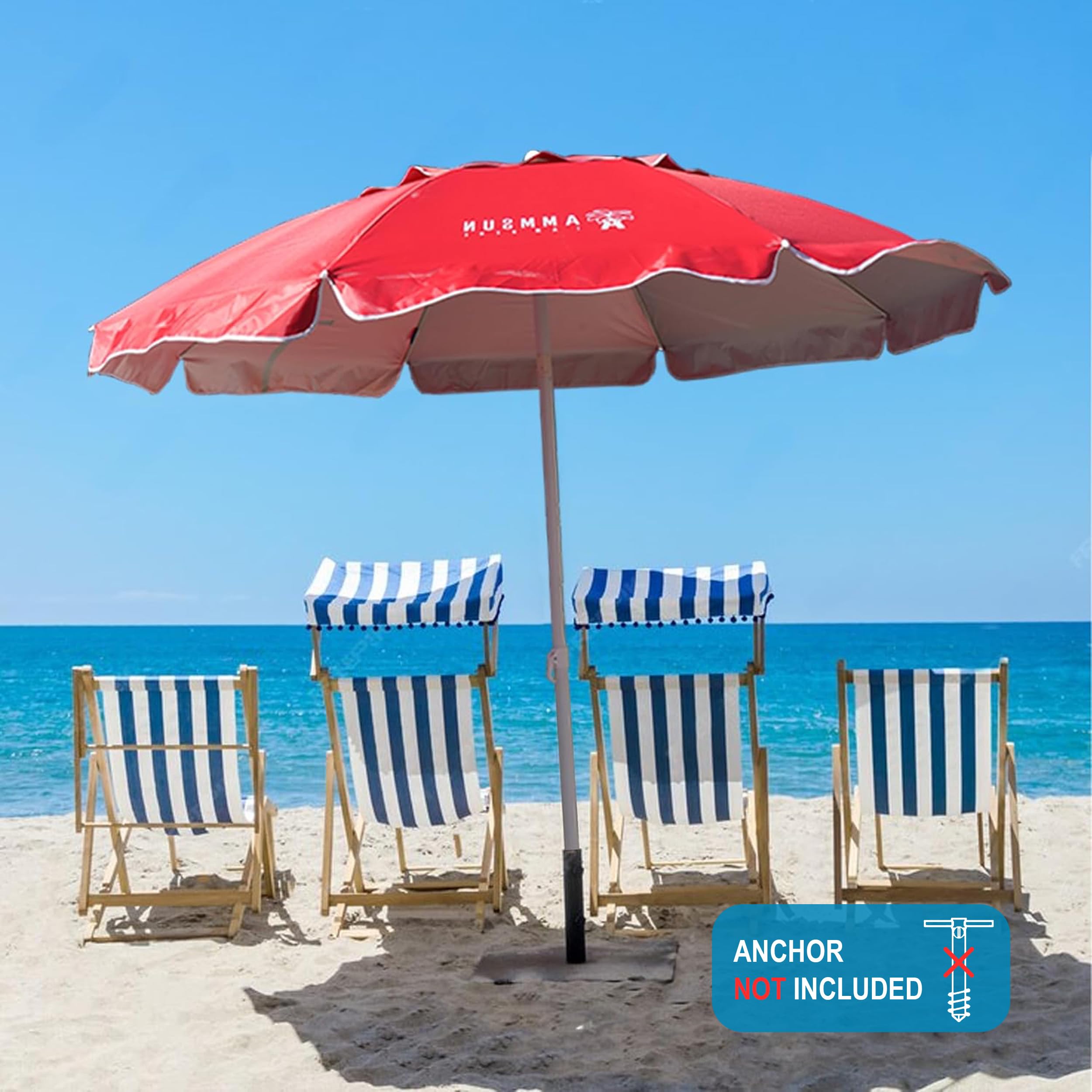 AMMSUN Parasol De Plage Pliable Et Portable De 1,8 M Avec