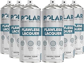 Polar Flawless Lacquer Spray - Protective Coating for Wood, Ceramic, Glass, Plastic & Metal - Scratch Resistant & UV Protection - Primer for DIY, Interior & Exterior - Matt Finish - Clear - 6x400ml