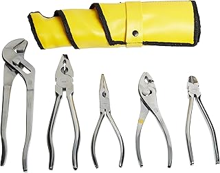 Aven 10381 Stainless Steel Pliers Set, 5-piece In Roll Up Pouch