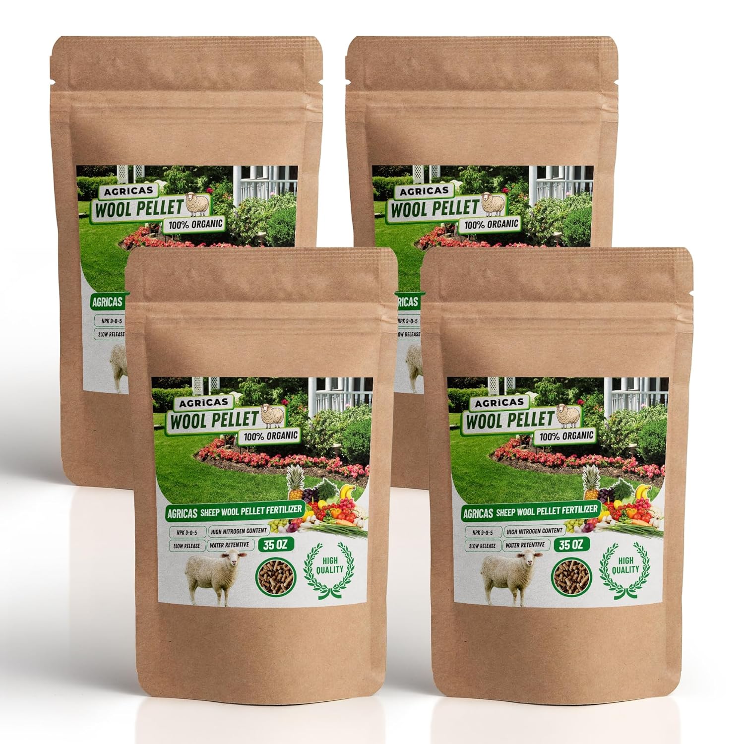Wool Pellet Organic Fertilizer (2 * 17 oz), Made of Sheep Wool, Water Holding, Enhances Soil Health, Ideal for Fruits, Vegetables, Flowers, Indoor and Outdoor Plants - 2 Pack