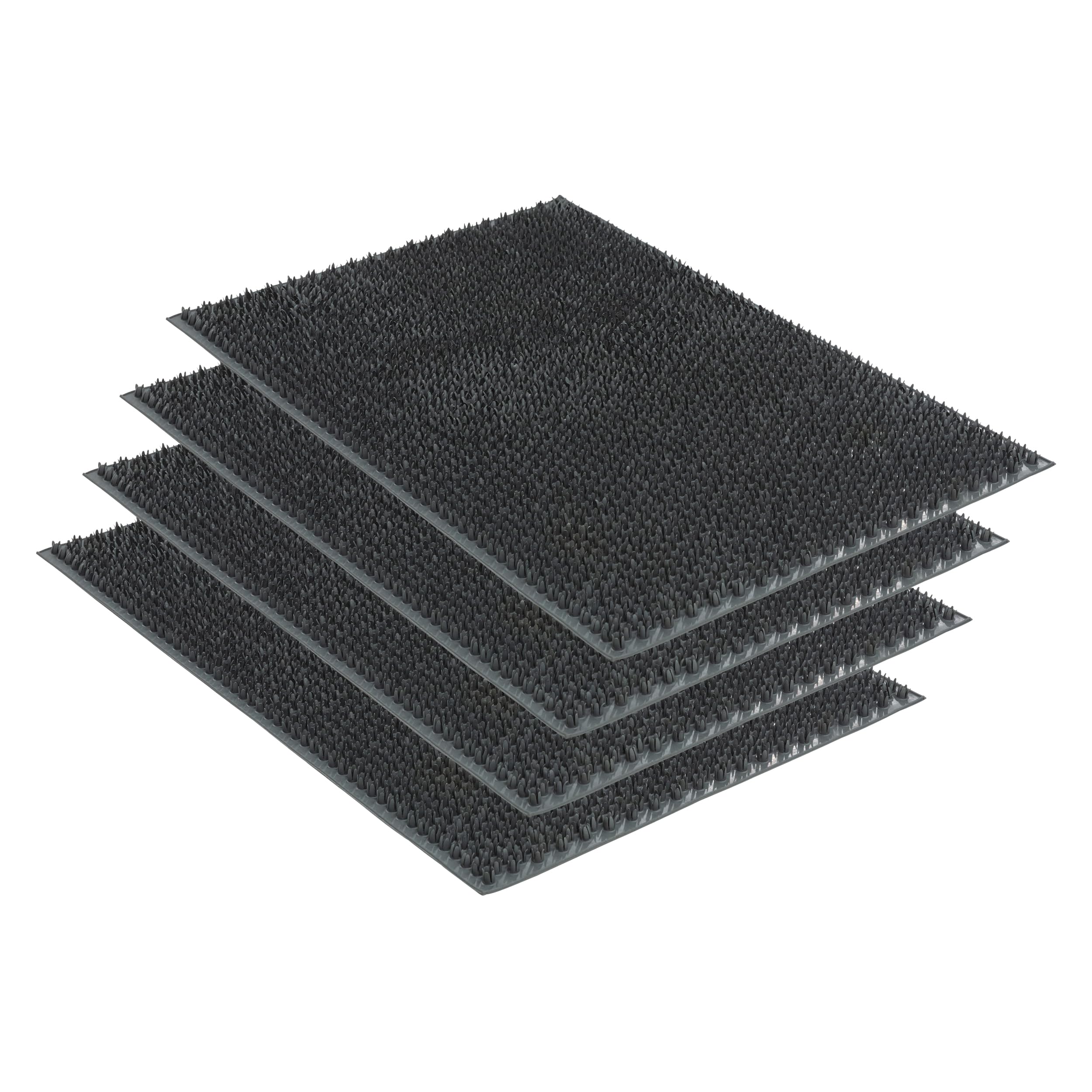 Carpido Felpudo de Exterior de Goma Antideslizante - Gris Set de 4 40x60cm - Alfombrilla Resistente para la Entrada Que retiene la Suciedad - Fácil de Limpiar
