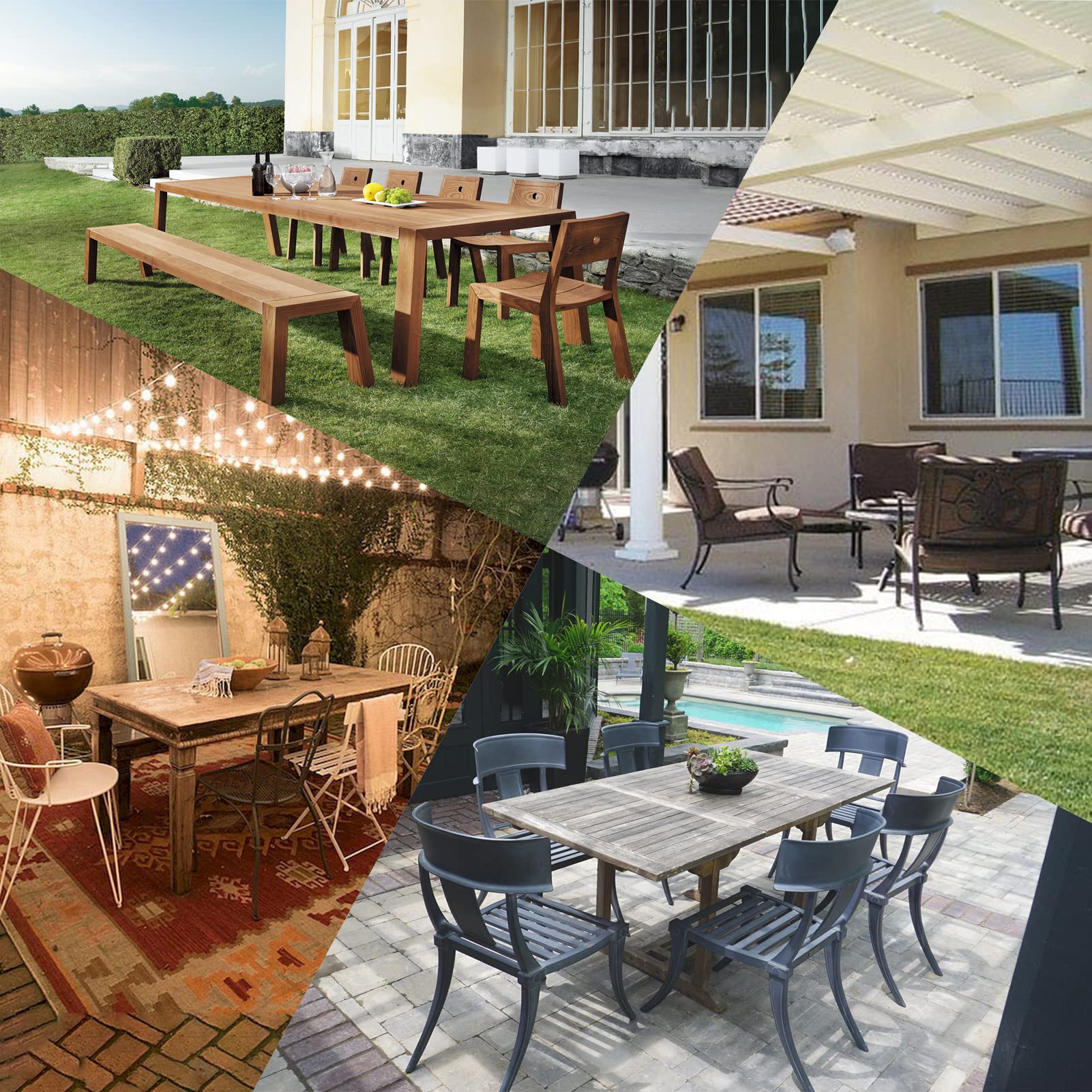 Fundas para muebles de patio al aire libre, 190 x 135 x 90 cm, impermeables, resistentes al viento y al protector solar, para mesa rectangular y sofá, juego de protección 420D contra la lluvia, la