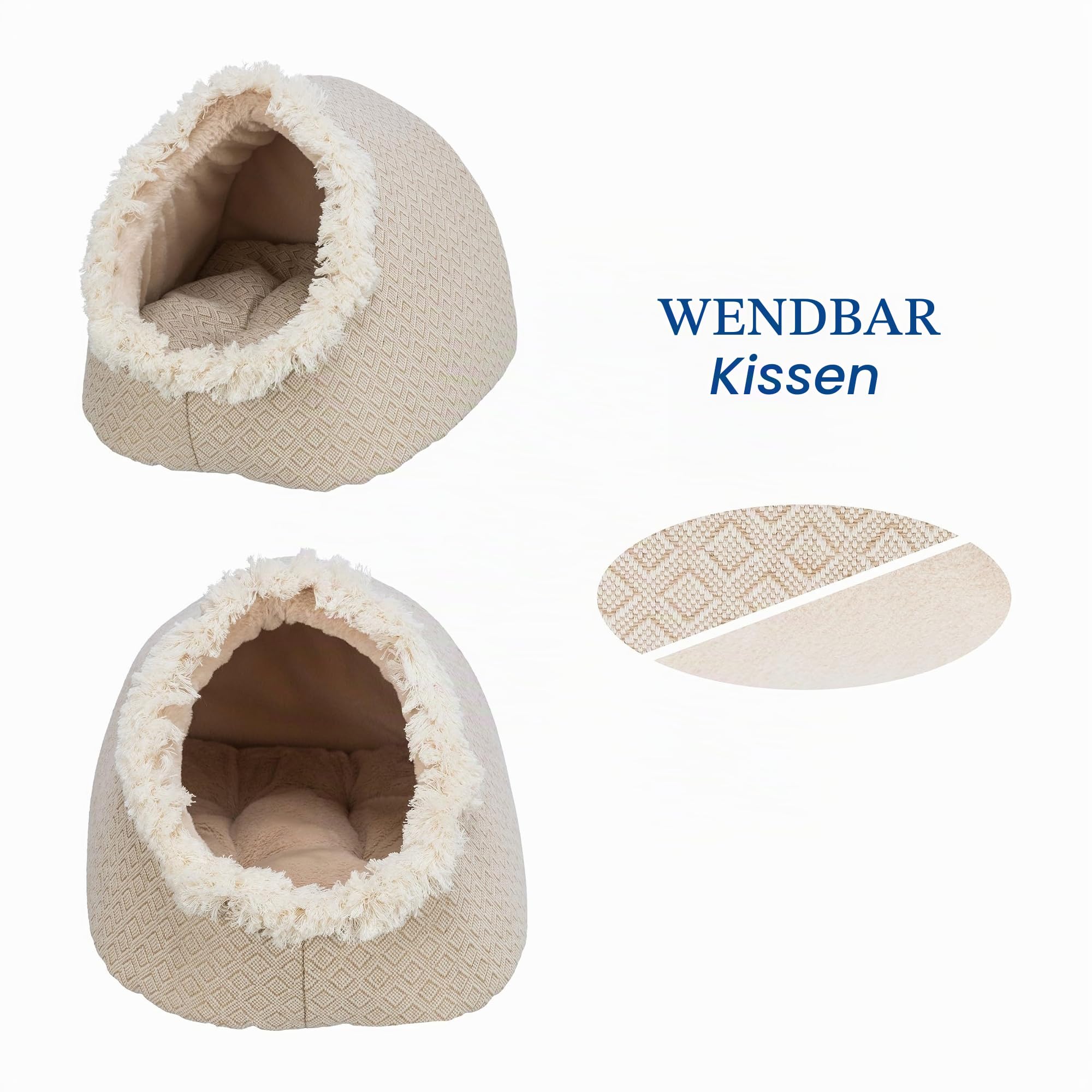 Trixie rutschfeste Kuschelhöhle für Katzen und Hunde im angesagten Boho-Design HÖHLE Boho, 35 × 26 × 41 cm, BEIGE - mit integriertem, waschmaschinengeeignetem Wendekissen - 38210