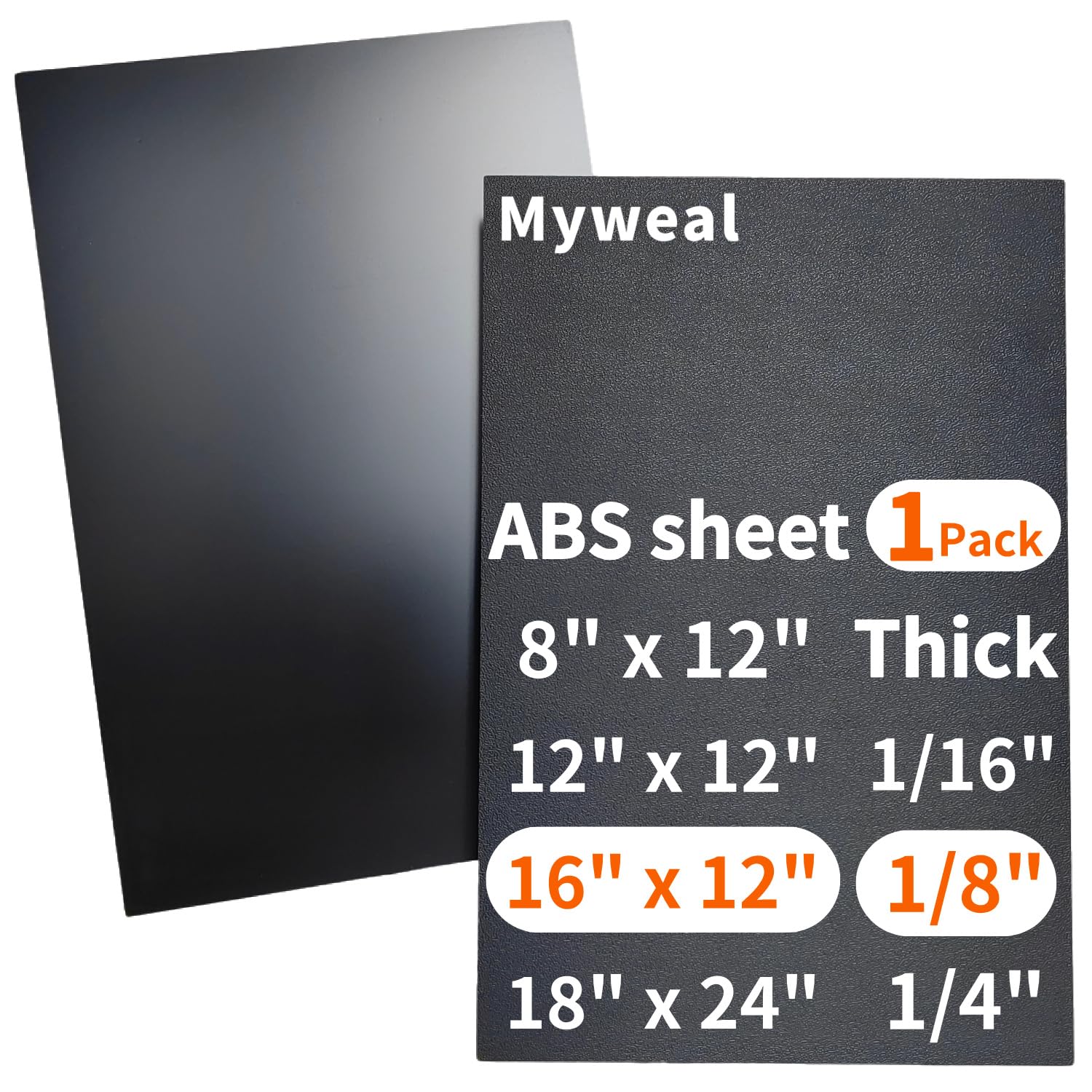 Black ABS Plastic Sheet - 8" x 12" -18