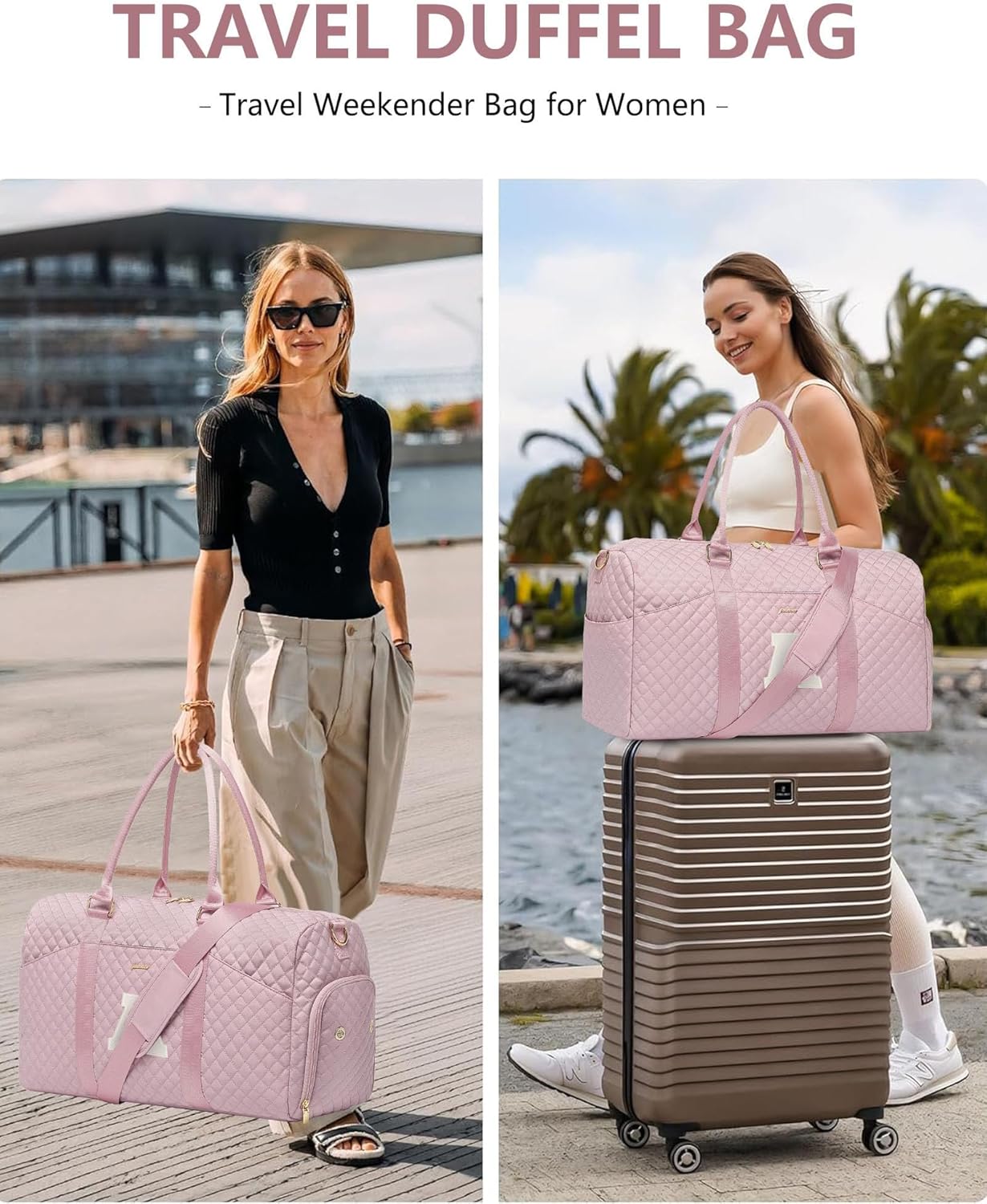 Women Weekender Travel Duffle Bag: Initial Duffel Overnight Bags with Shoe Compartment Large Carry on Tote with Toiletry Bag Weekend Traveling Yoga Gym Hospital Bag for Women with Wet Pocket Letter A - Image 8