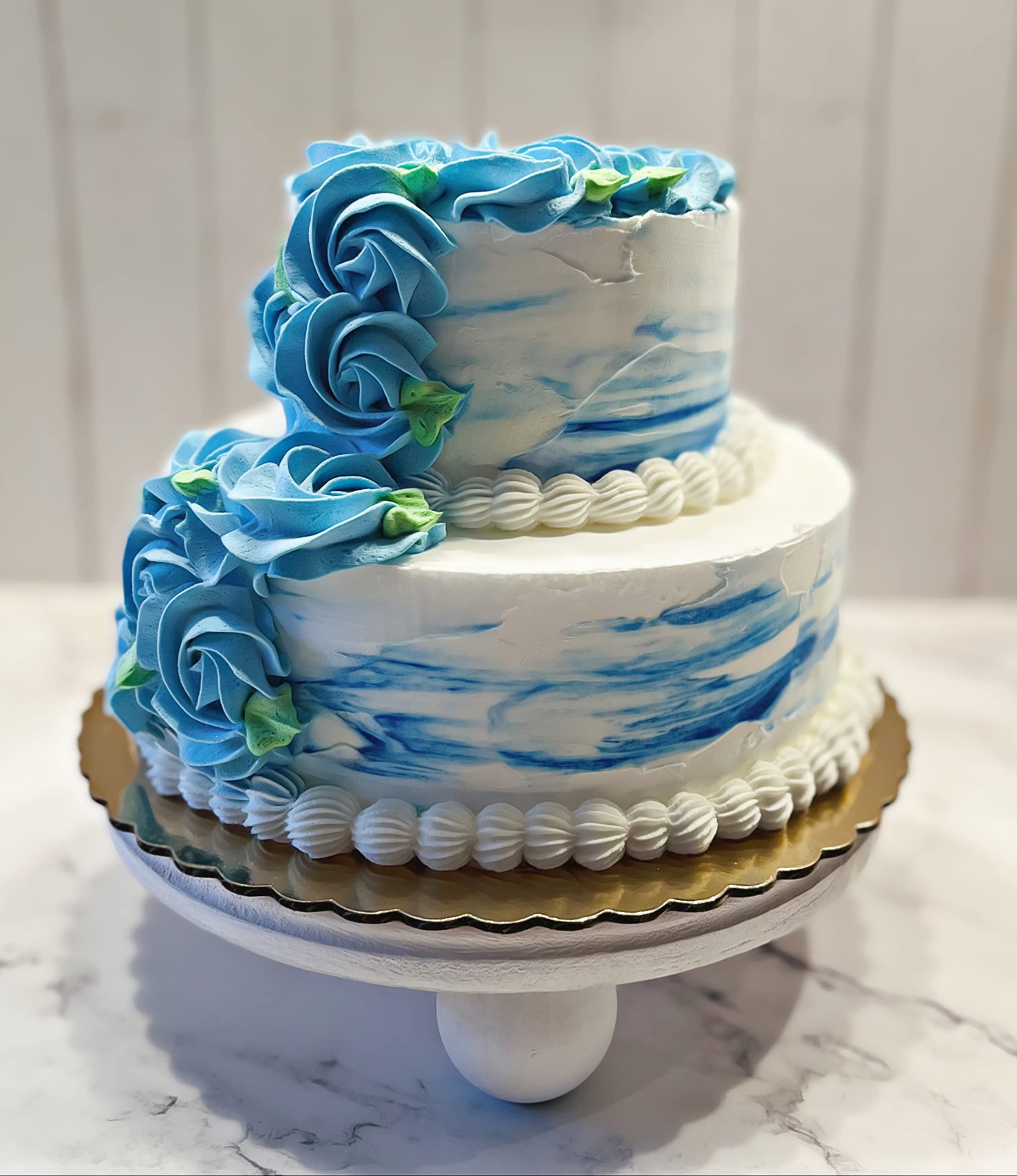 Amazon.com: Fake Wedding Cake 2 Tier Cake-Blue & White- Handmade