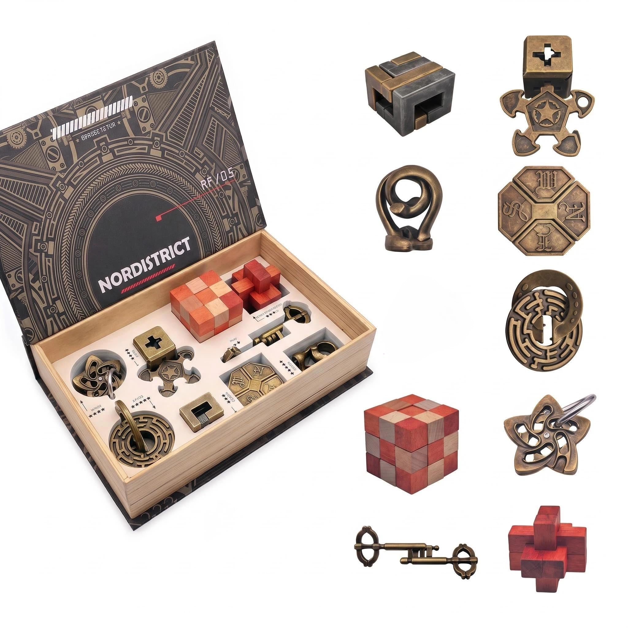 Amazon.com: NORDISTRICT 9PCS Metal Brain Teaser Puzzle Box Set – 9