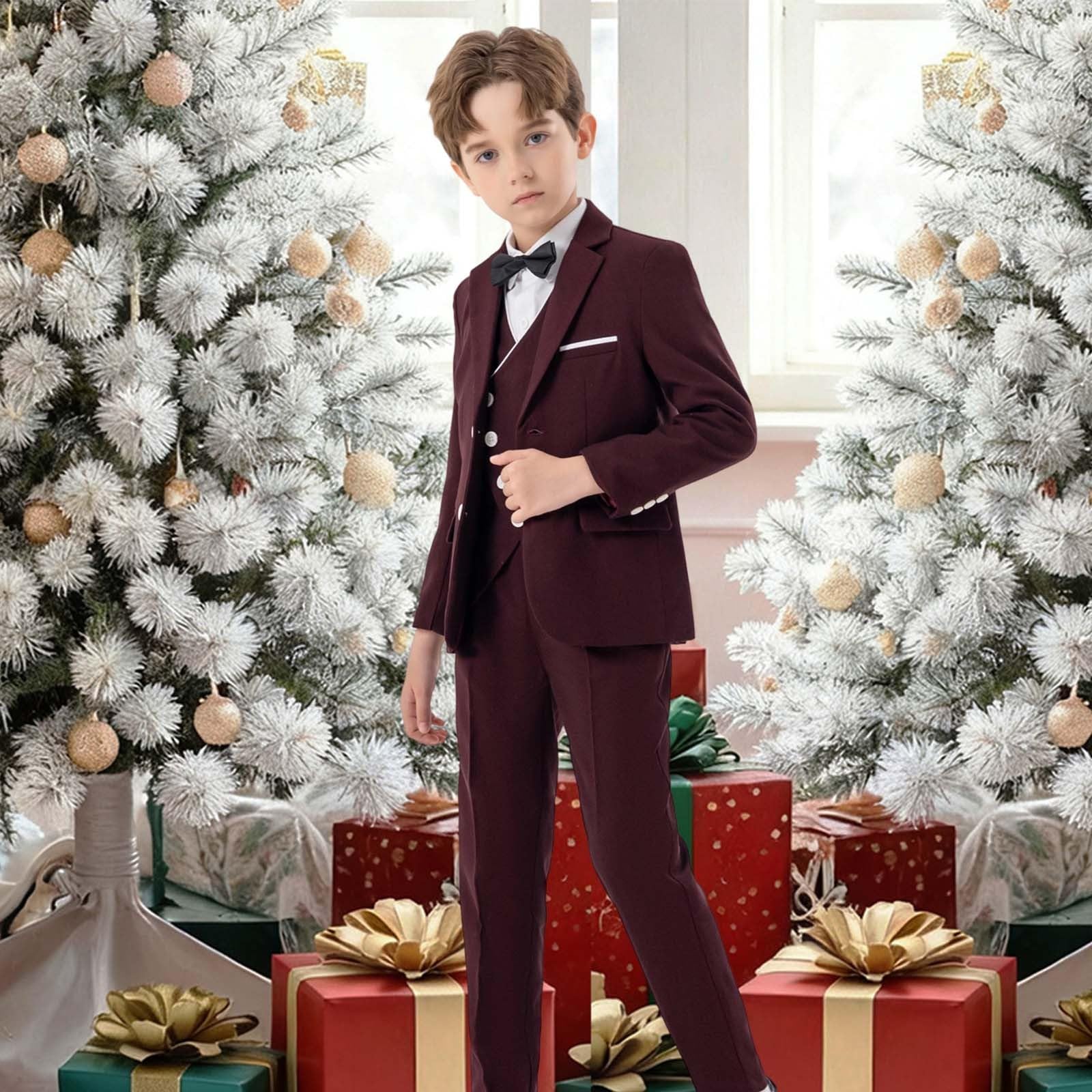 Elegante vestito formale a quattro pezzi per autunno inverno con giacca gilet cravatta e pantaloni per bambini 4-12 anni sofisticato abbigliamento da performance per feste
