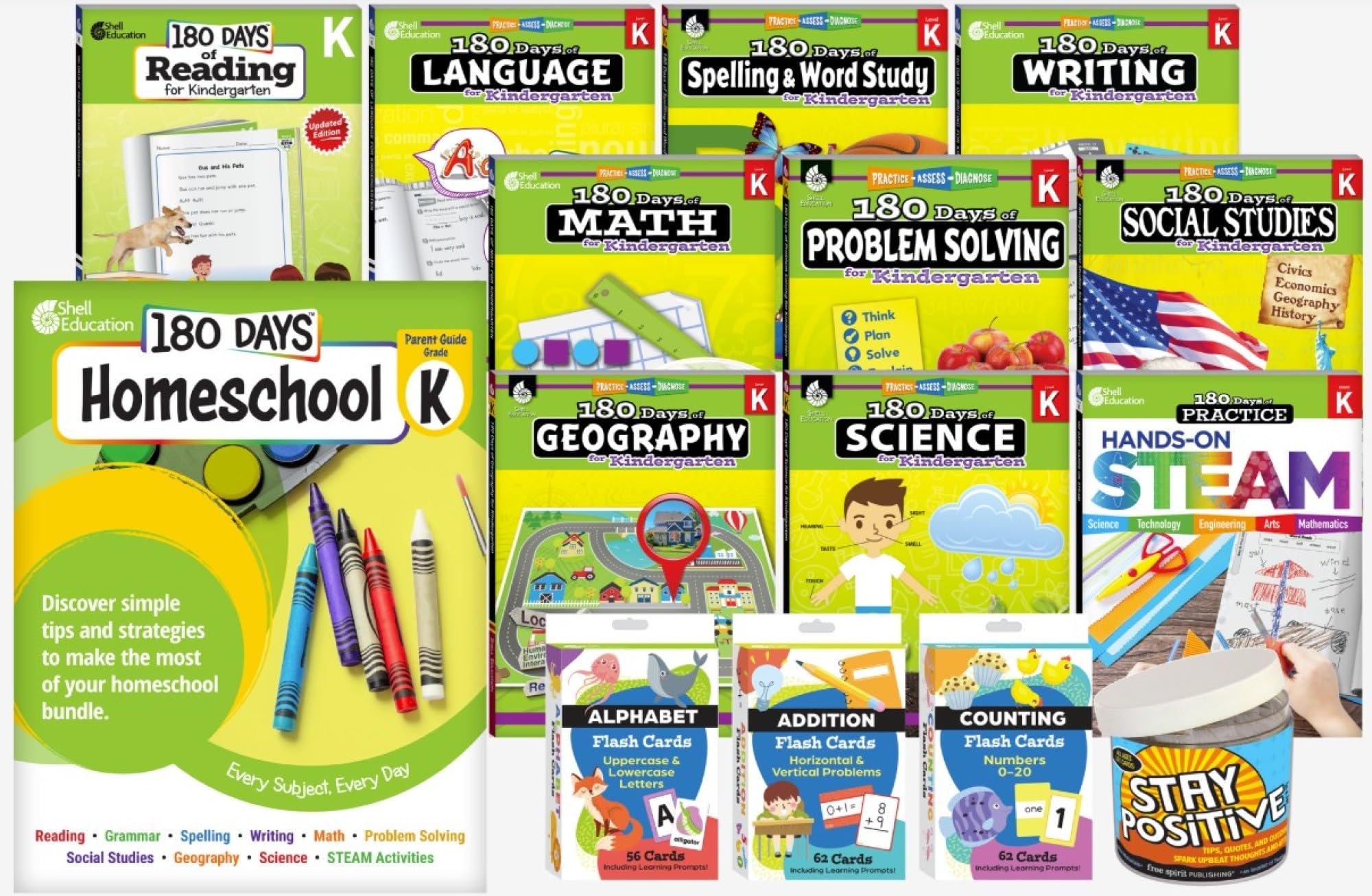 180 Days(r) Homeschool Kindergarten Set: Every Subject, Every Day (180 Days of Practice)