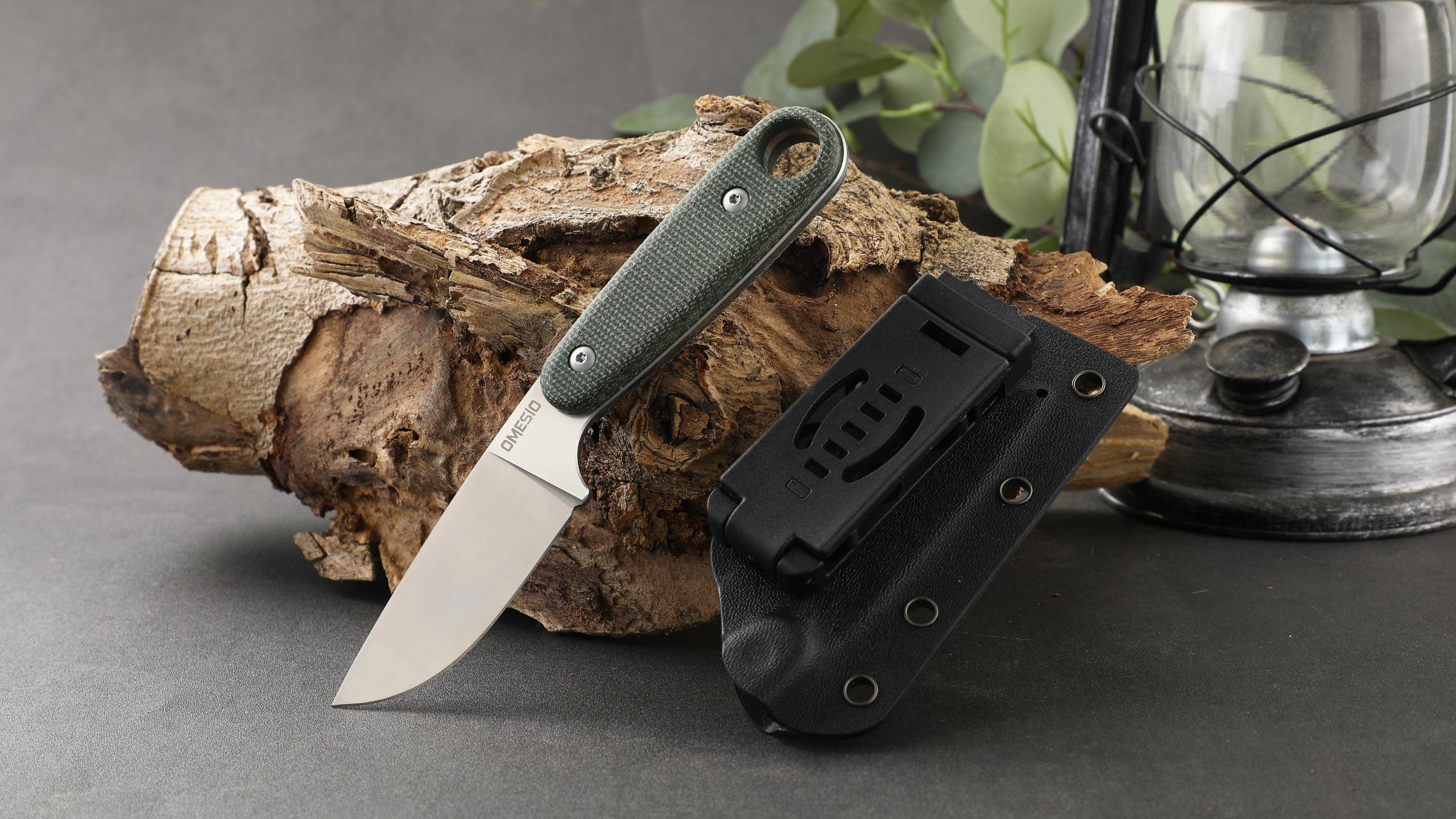 Omesio Outdoor 14C28N Steel Knife, Survival Knife Micarta Handle