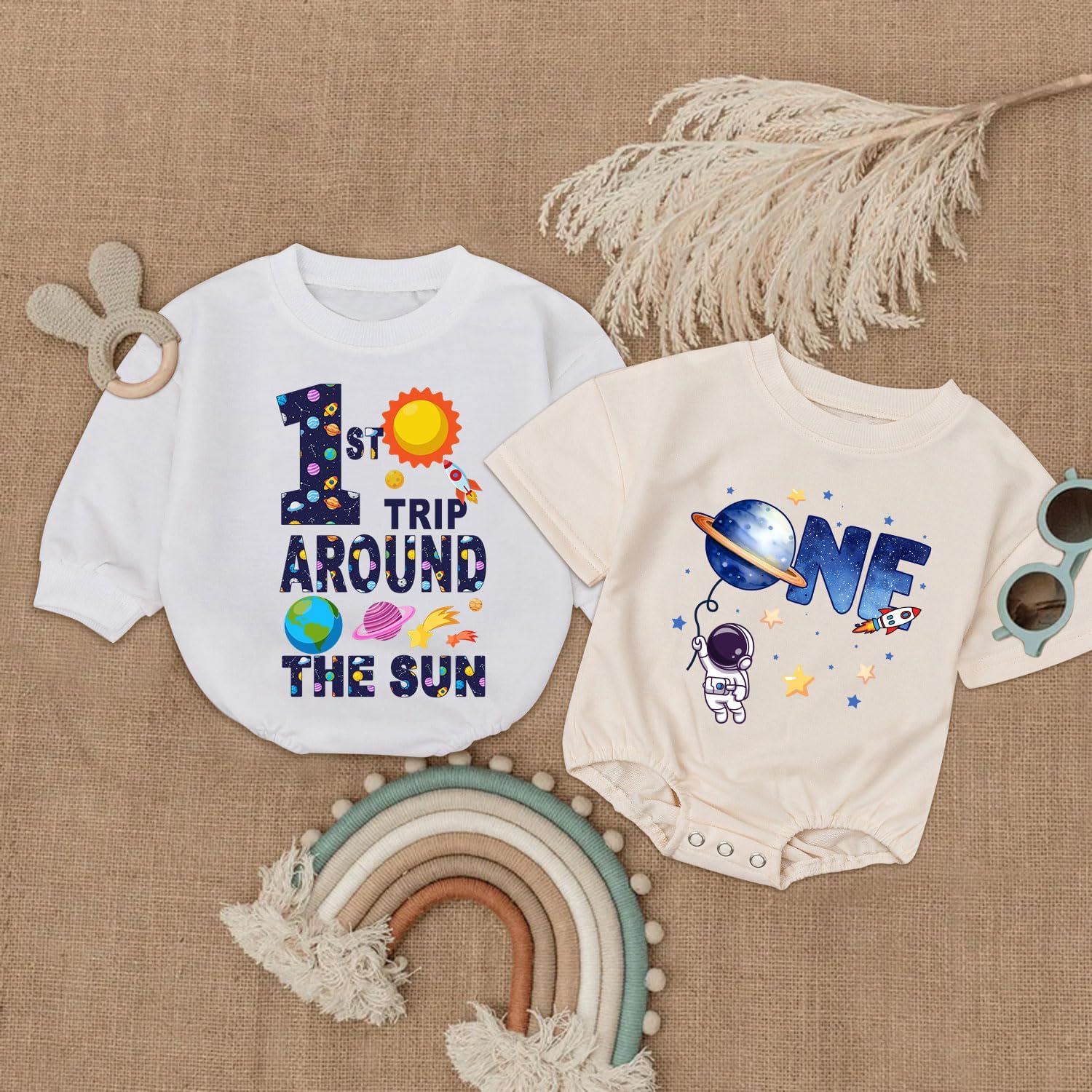 1st Birthday Outfit for Baby Boy, First Birthday Space First Trip Around The Sun Outfit for Boy - Image 3