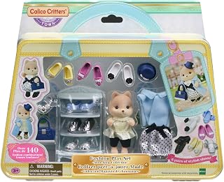 Calico Critters Fashion Playset Shoe Shop Collection, Dollhouse Playset with Caramel Dog Figure and Fashion Accessories Multicolor