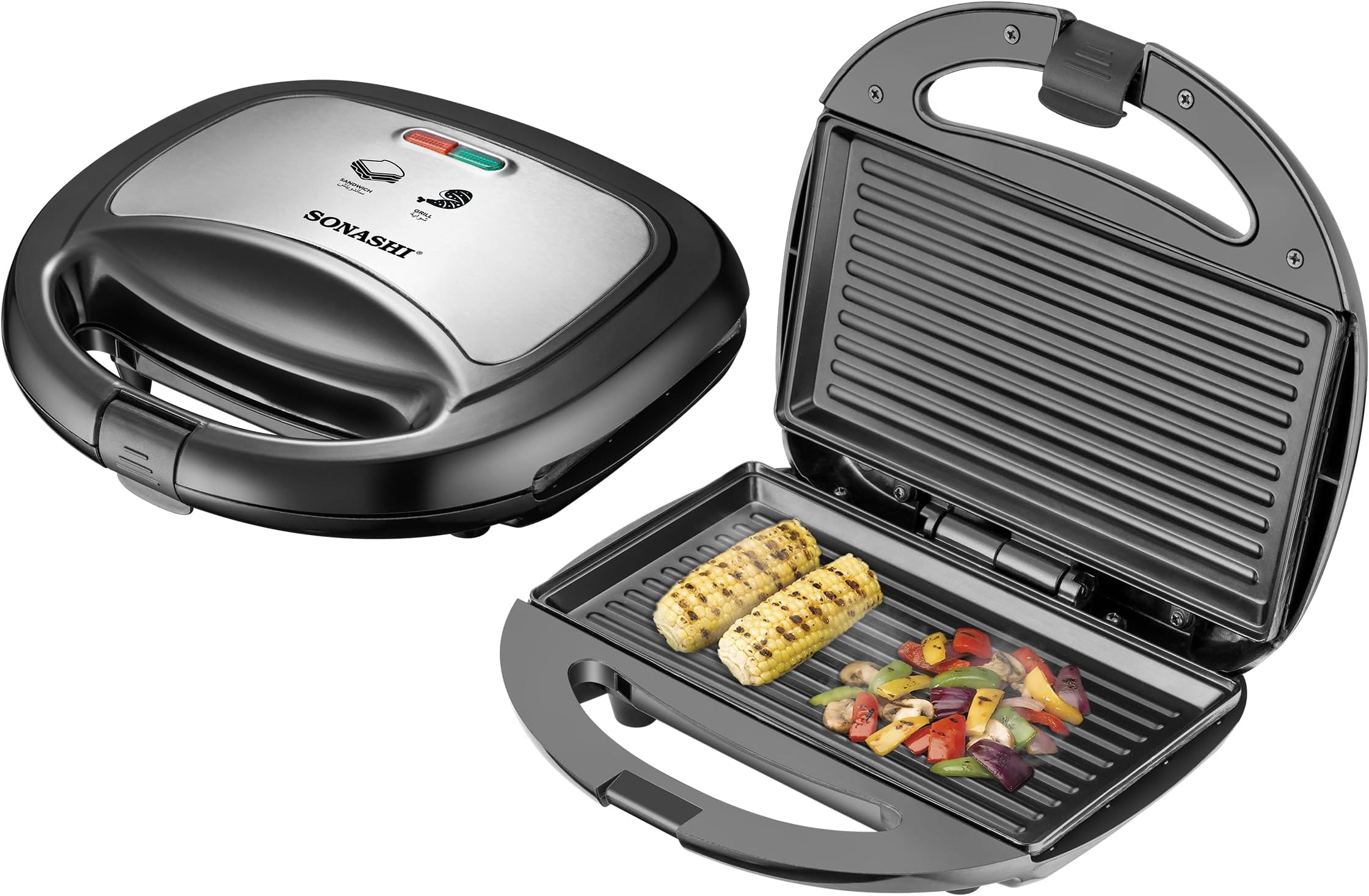 Sonashi SGT-883 Sandwich Grill Maker, 2 Slice Non-Stick Grill Plates