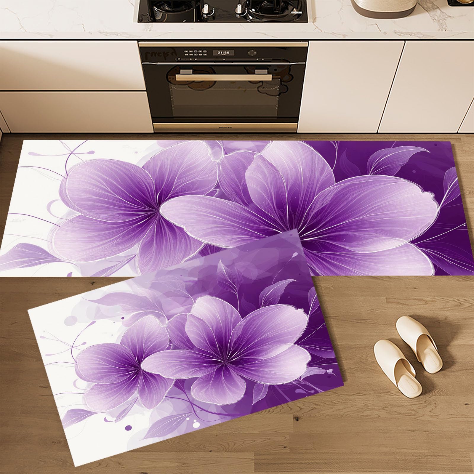 Tapi de cuisines lavable antidérapant violet tapis de sol couloir 2 pièces