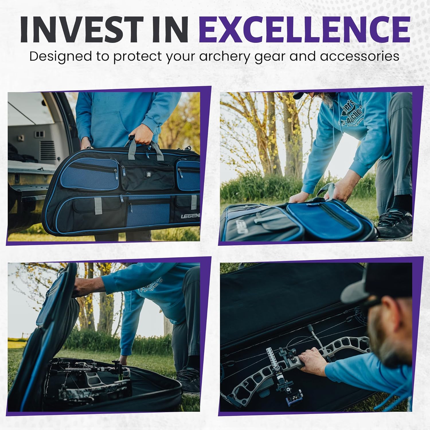 LEGEND Apollo Soft Bow Case - Compound Bow Case with Multiple Storage & Foam Padding, Lightweight Bow and Arrow Case for Archery Accessories, Bow Bag with Arrow Tube Pocket - 40" & 44"