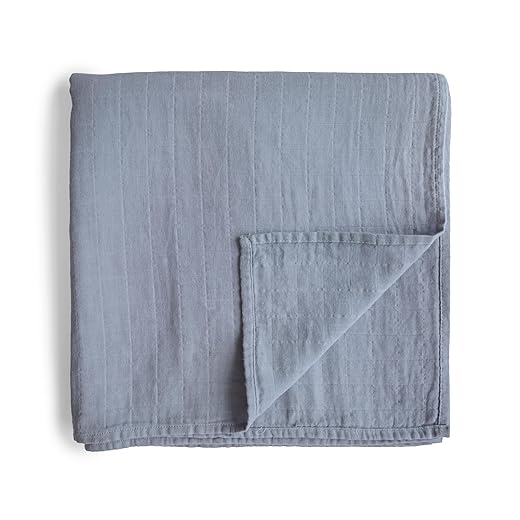 mushie Muslin Baby Swaddle Blanket | 100% Organic Cotton (Tradewinds)