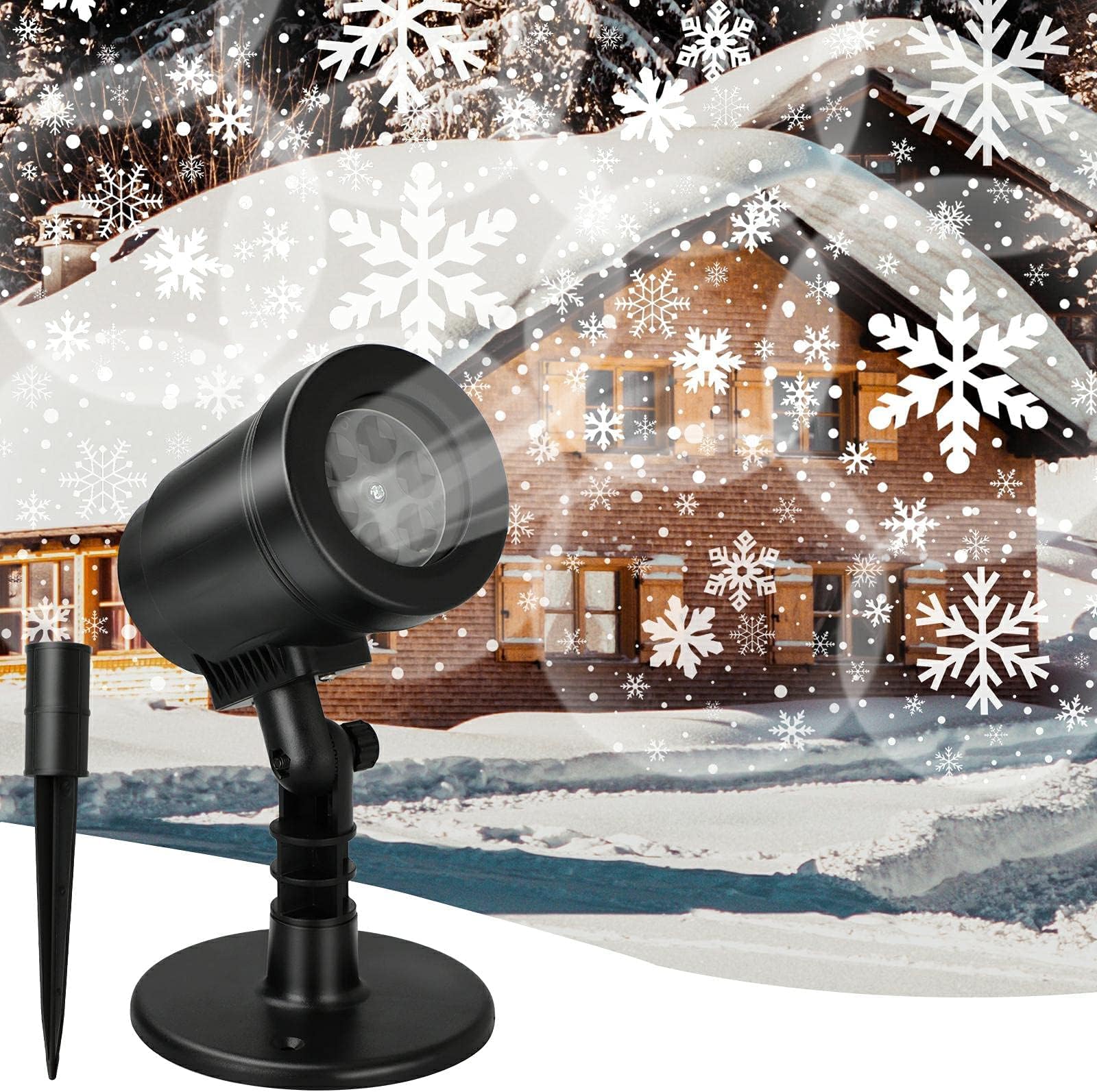 Christmas Projector Lights Outdoor, Outdoor Christmas Decorations, Snow Holiday Projector Lights, Waterproof LED Snowflake Lights, Xmas Decoration for House, Yard, Wall, Outdoors and Indoors (Black)