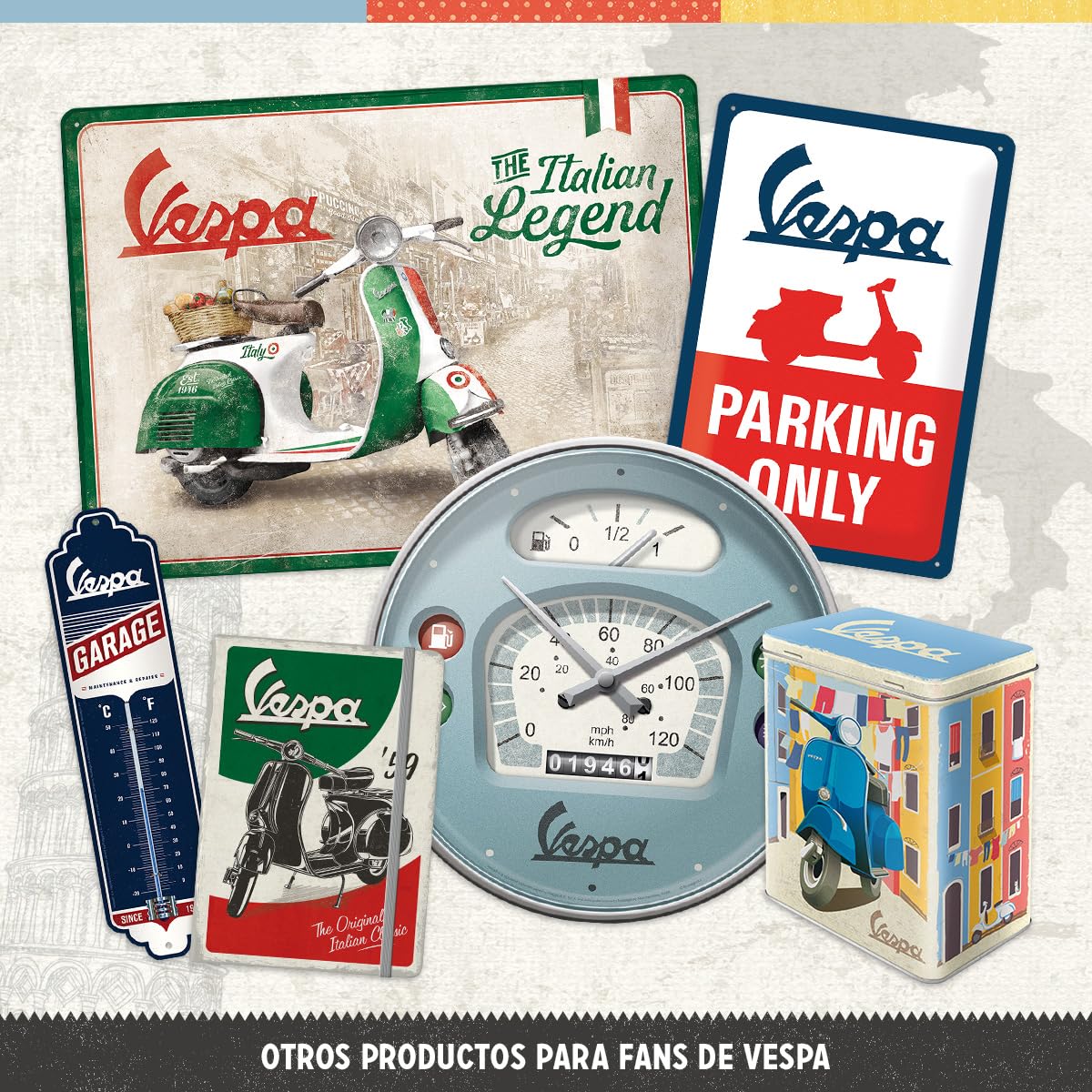 Nostalgic-Art Cartel metálico retro, 30 x 40 cm, Vespa – Italian Legend | original Vespa license product (OLP), de metal, diseño vintage, Idea de regalo para fans de Vespa