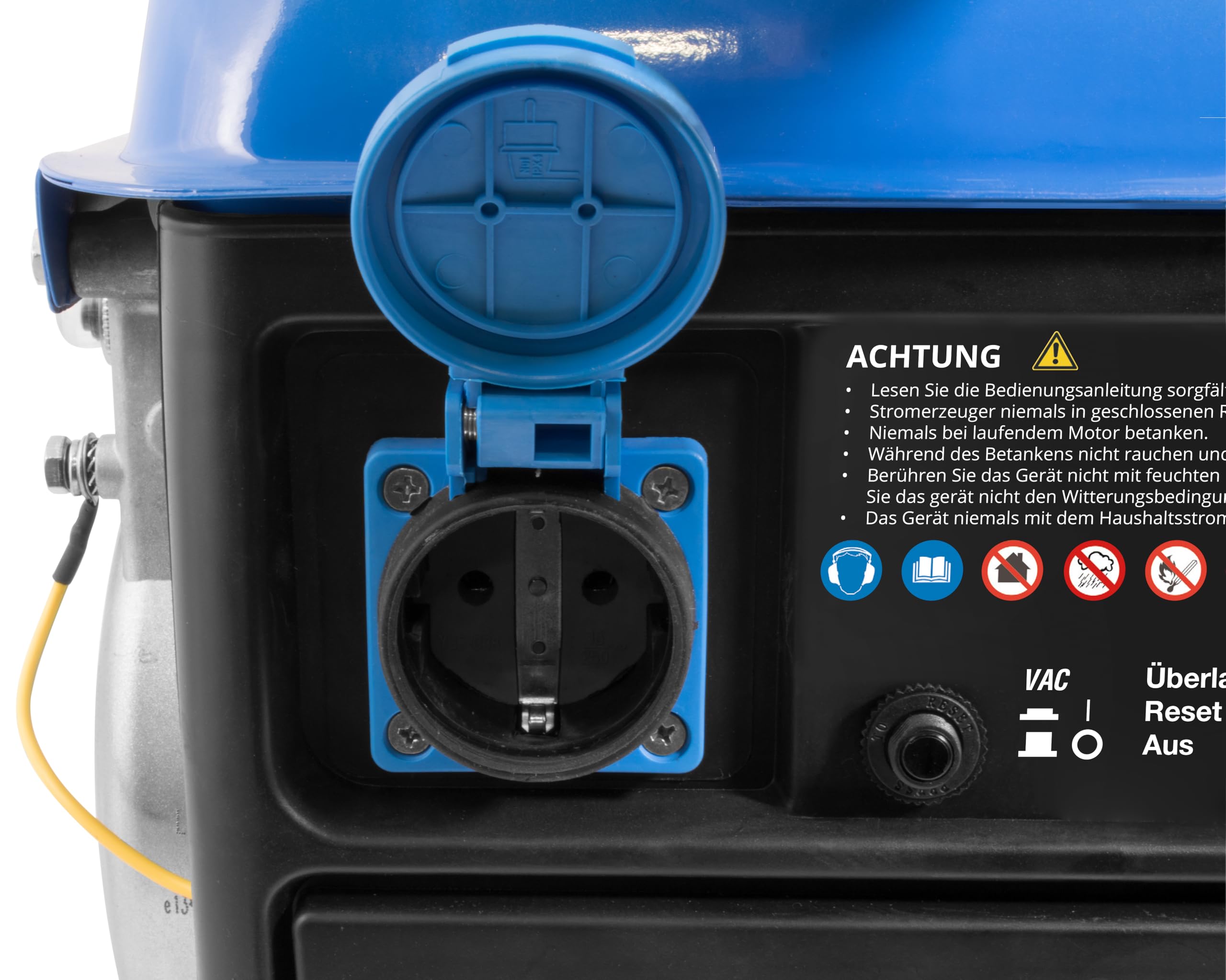 Güde Generador de corriente GSE 951 (motor de 2 tiempos, gasolina, 1/1,36 kW/CV, 1 toma de corriente de 230 V, máx. 720 W, autonomía hasta 7,5 h, depósito de 3,8 L, arranque de reversión, asa, peso