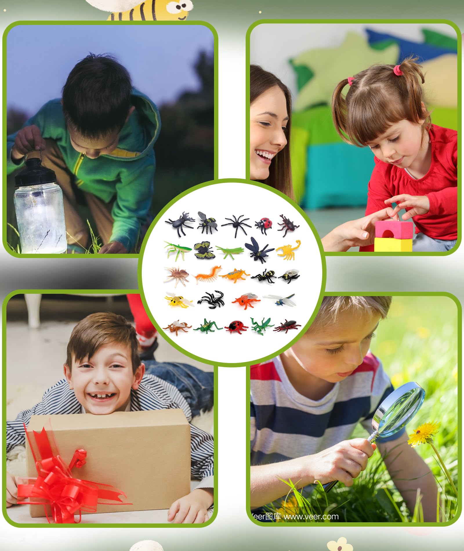 GODSDWARES 24 Pcs Insects Animal, Fake Bugs, Insects for Education and Christmas Party Favors 4
