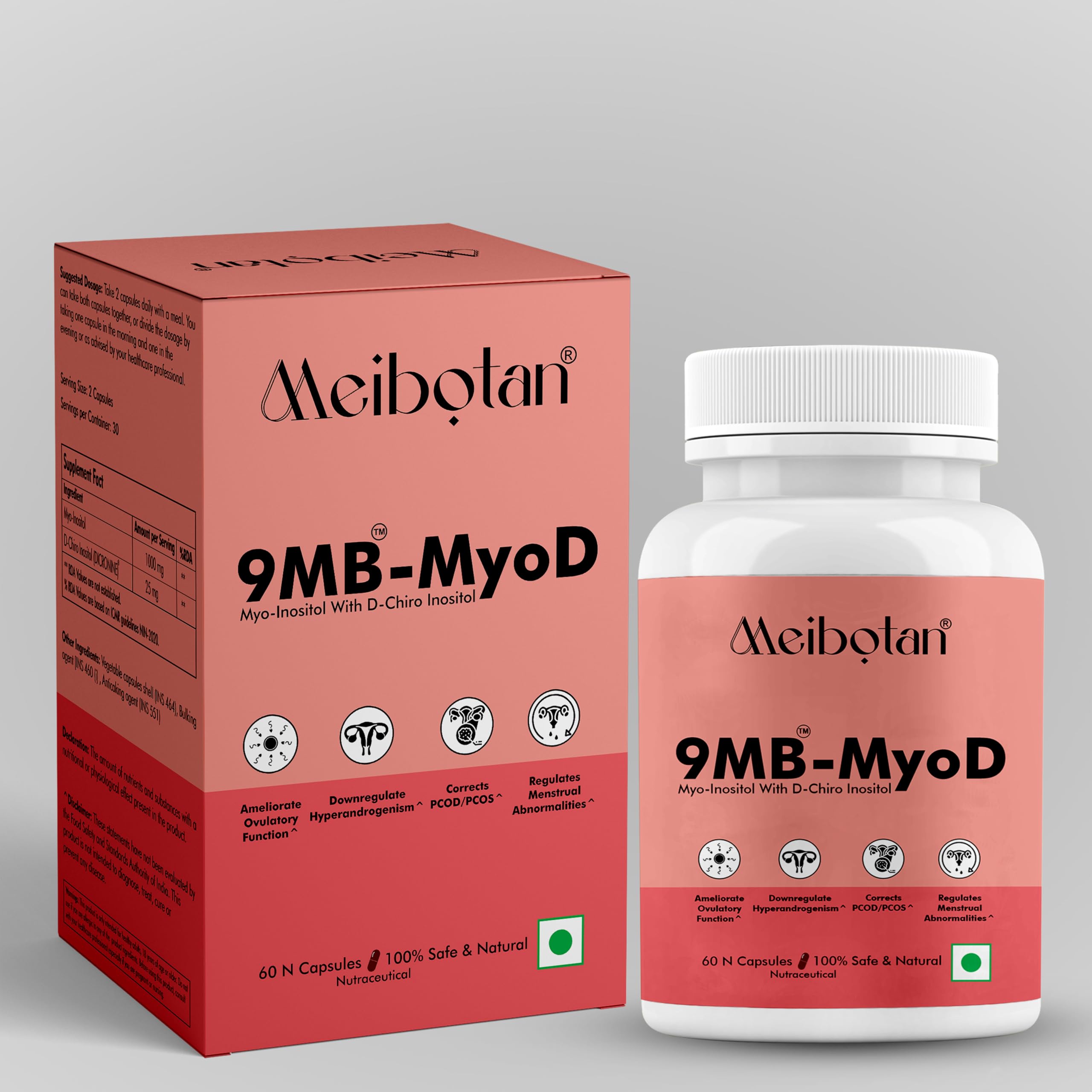 Meibotan PCOS PCOD Supplement Myo-Inositol & D-Chiro Inositol | Hormonal Balance & Healthy Ovarian Function Support for Women | 60 Veg Capsule (B0CKNPQX3T) Amazon Price History, Amazon Price Tracker