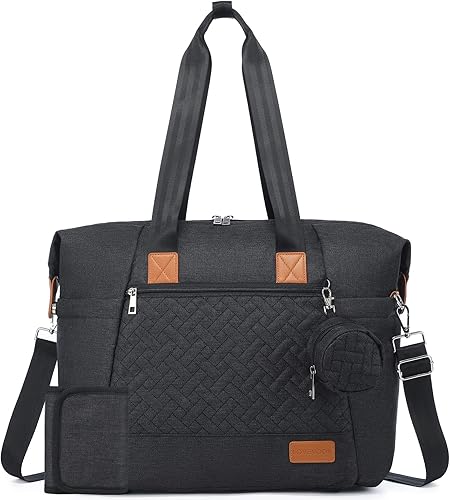 LOVEVOOK Bolsa de pañales, bolsa de pañales grande para bebé, impermeable, bolsa de pañales de viaje con cambiador