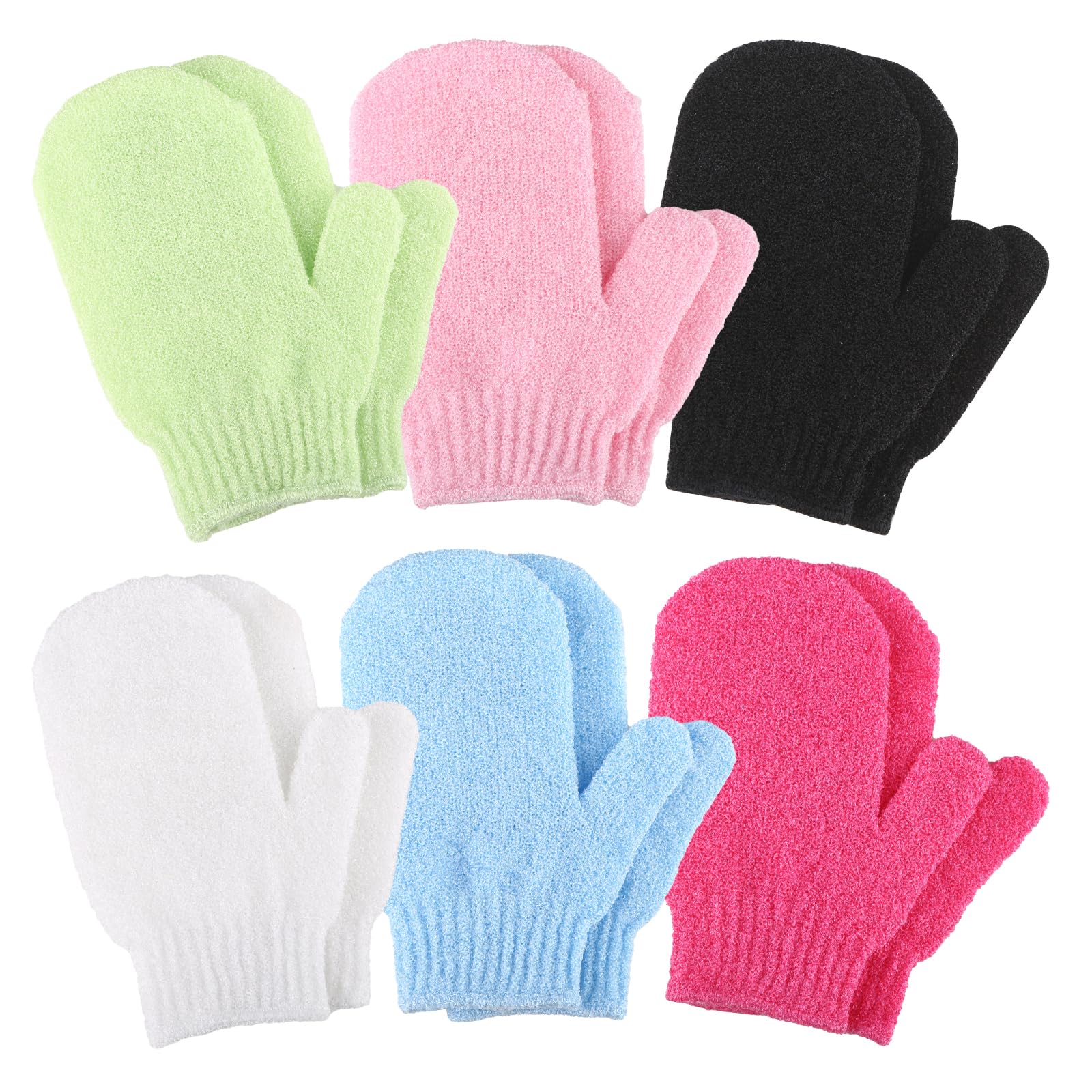 Exfoliating Gloves, 12pcs Bath and Body Exfoliator Mitts, Bamboo Shower Gloves, Scrubs Away Ingrown Hair and Dead Skin, for Shower, Spa, Massage and Dead Skin Cell Remover Loofah