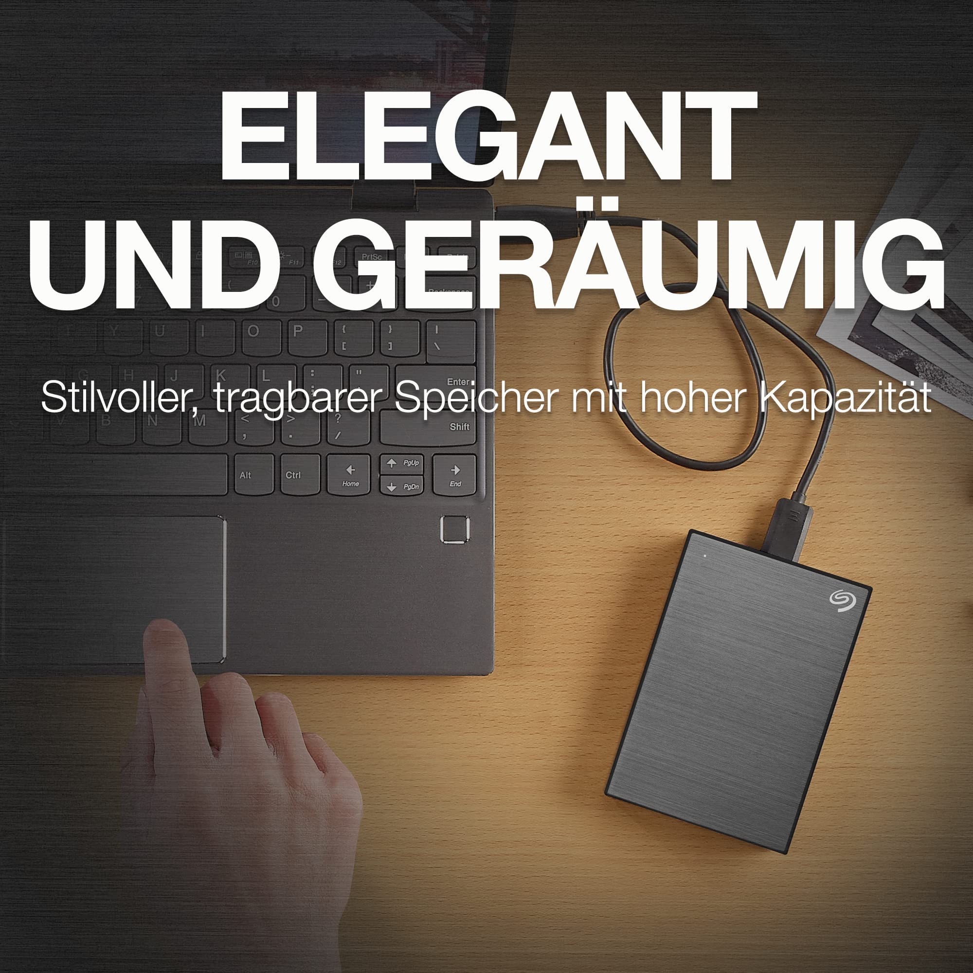 Seagate One Touch 2TB tragbare externe Festplatte, Hardwareverschlüsselung mit Kennwortzugriff, PC, Notebook & Mac, USB 3.0, Schwarz, inkl. 2 Jahre Rescue Service, Modellnr.: STKY2000400