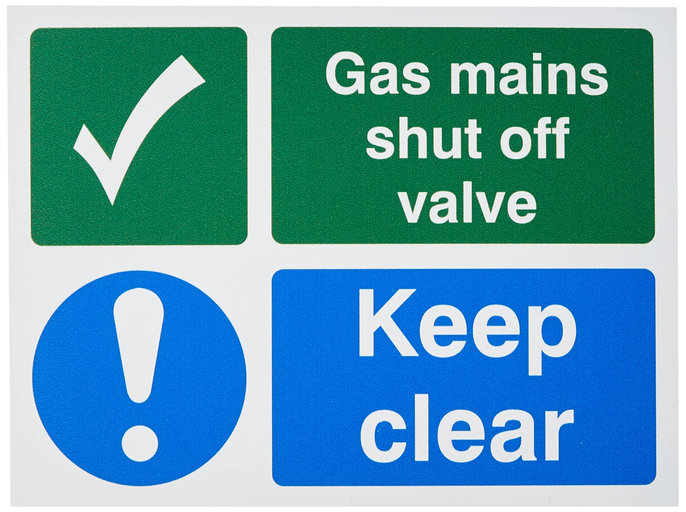 Seco Gas Mains Shut Off Valve Sign, 200mm x 150mm - 1mm Semi Rigid Plastic