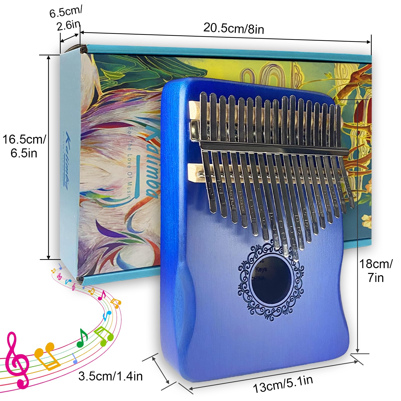 Kalimba - 17 Keys Kalimba Instrument mit Lernwerkzeuge,Finger Percussion,Professionelle Daumenklavier für Kinder, Erwachsene,Erwachsene und Musikliebhaber(Allmähliches Braun)