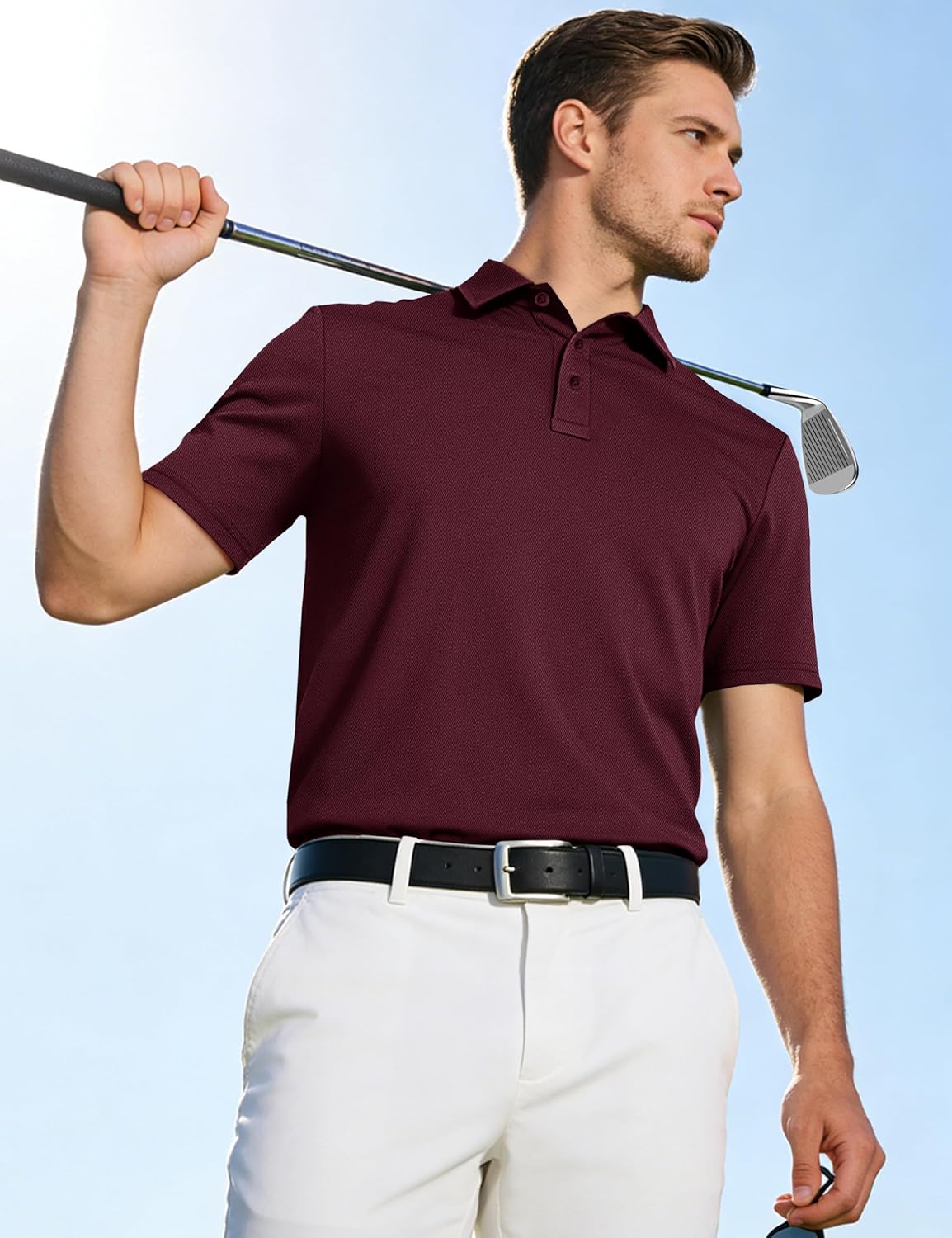 TACVASEN Mens Polo Shirts Short Sleeve Dry Fit Performance Breathable Golf Shirt with Collar Tennis Casual Business Work