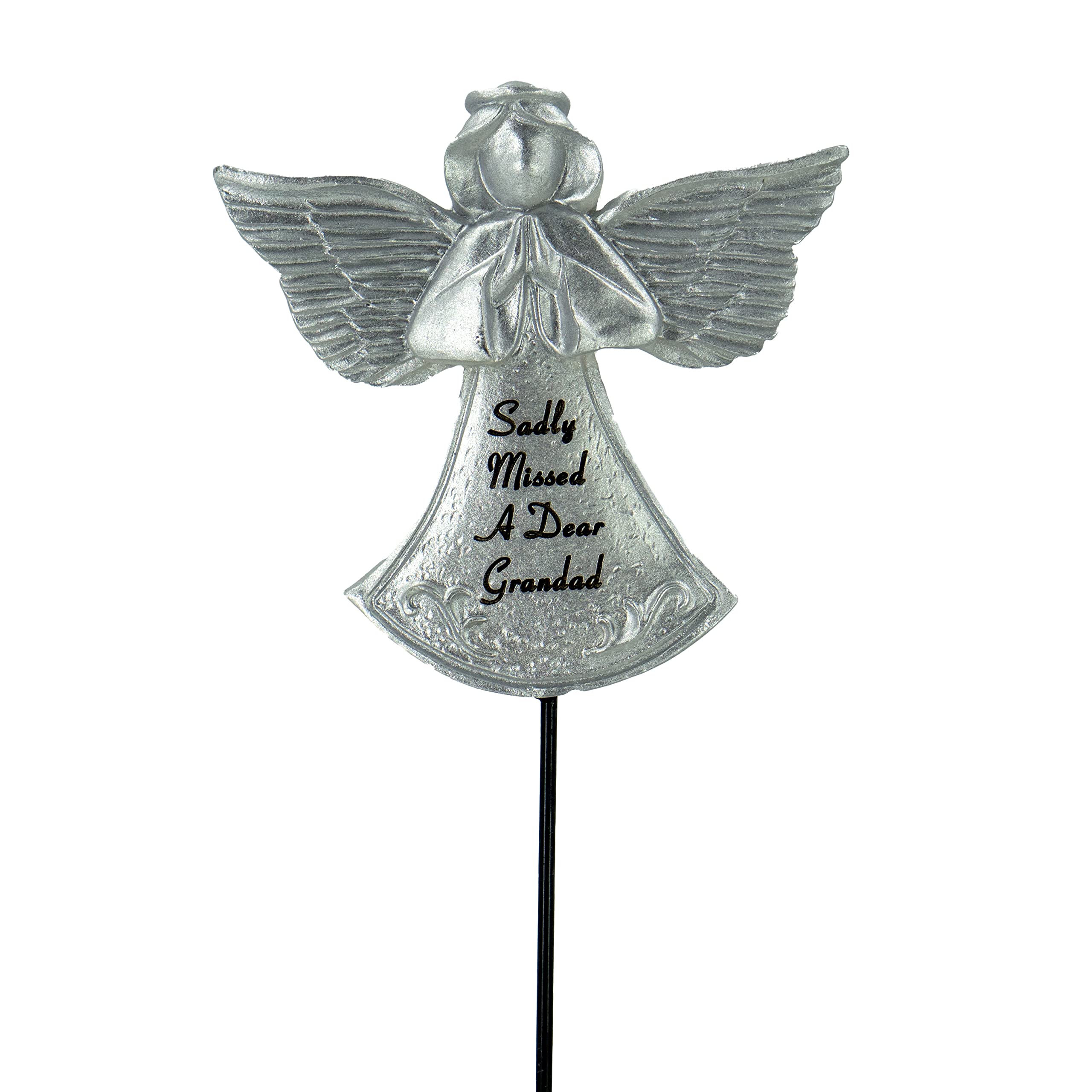 Angraves Silver Sadly Missed Grandad Guardian Angel Memorial Tribute Stick Graveside Plaque