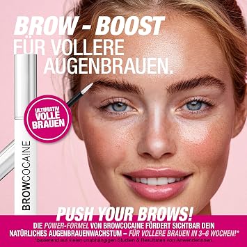 BROWCOCA!NE ® Eyebrow Serum for Fast Growth & Full Brewing Vegan Eye-Brow Booster by Svenja Walberg Test Winner Eyebrow Growth MADE IN GERMANY