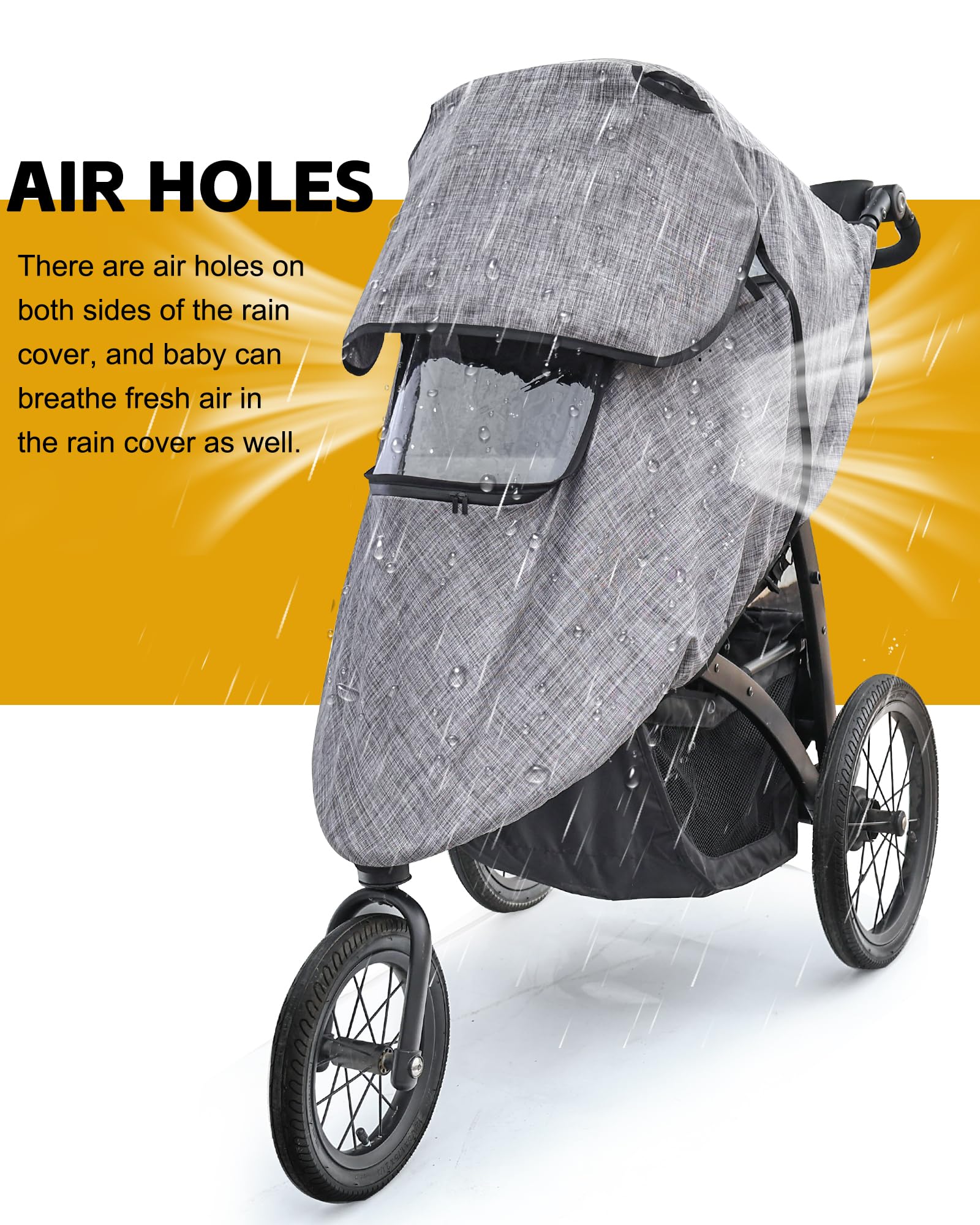Cubierta impermeable para cochecito, accesorio universal para cochecito, impermeable, protección contra el viento, protege del polvo y la nieve, protector contra el clima de viaje para bebés (gris)