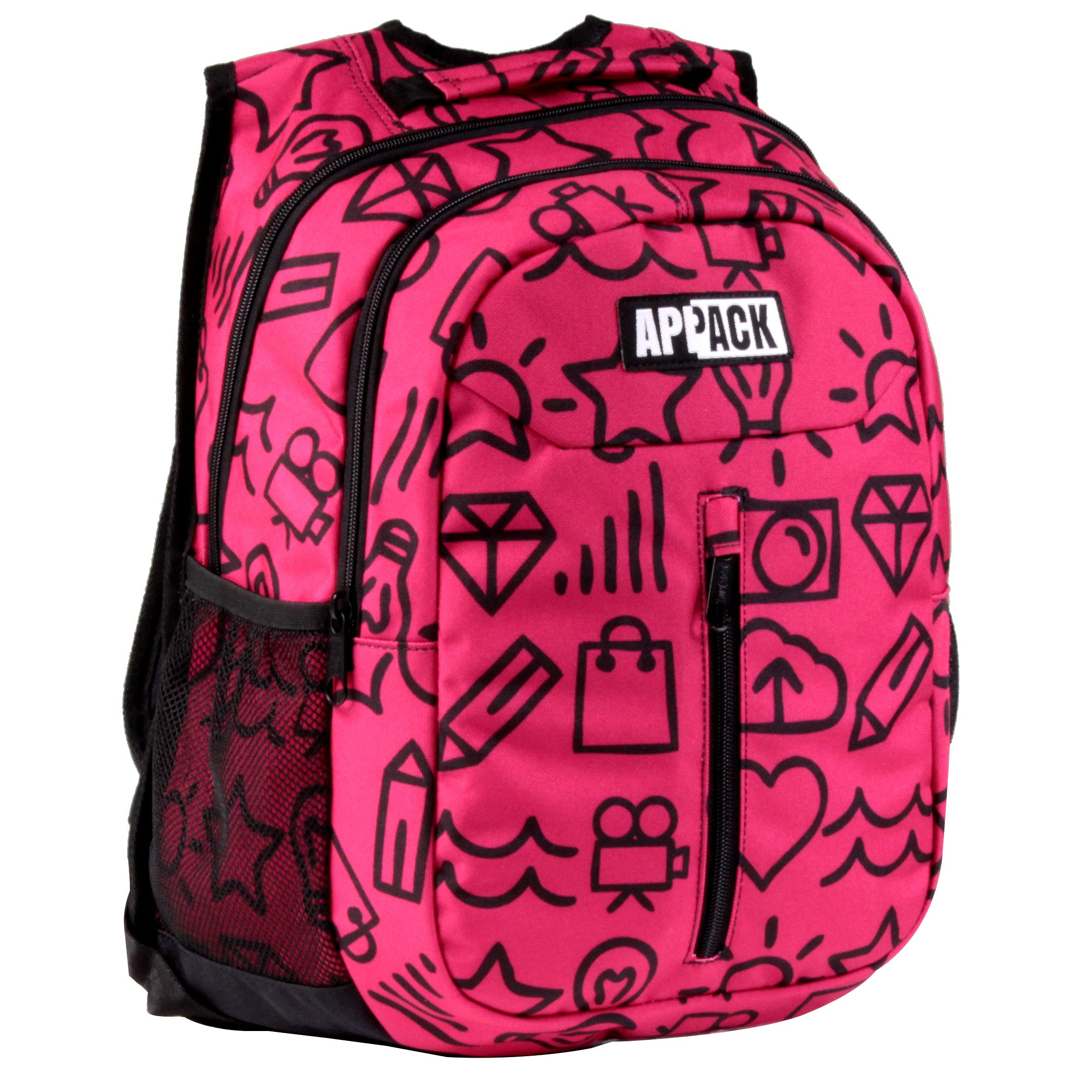 Appack Sporty Backpack, Micro Macro New Gen, Pink, 26 L, Side Mesh Pocket, School and Leisure