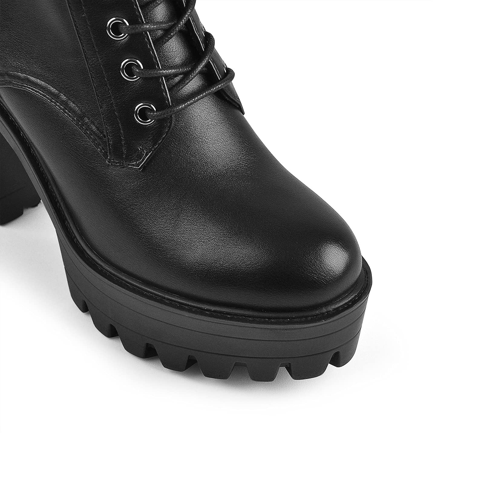 Only maker Damen Biker Boots Plateau Stiefel mit Blockabsatz Schnürstiefel