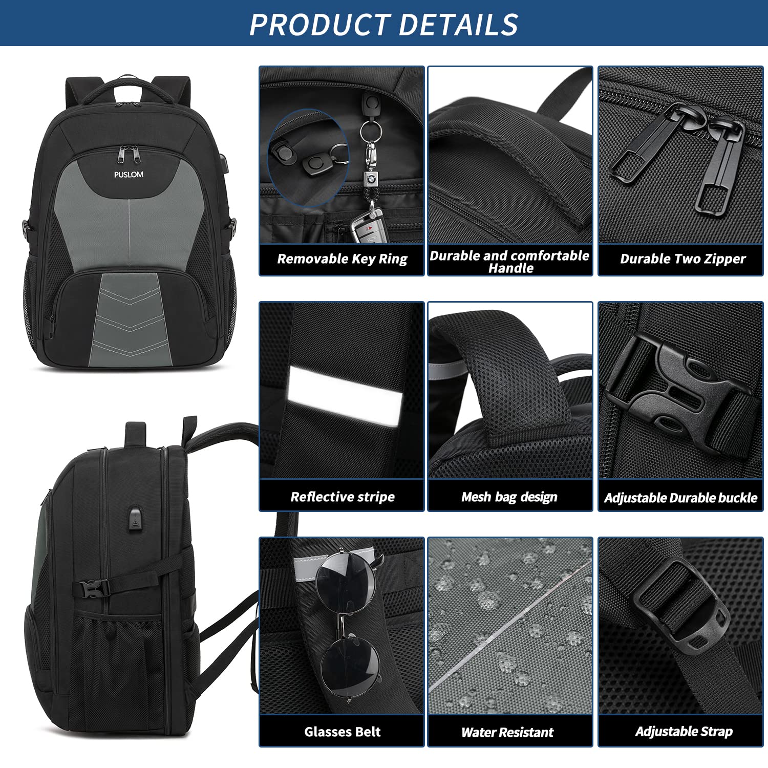 NEWHEY Zaino Porta PC Uoo 17 Pollici con Borsa Organizer per Cavi NEWHEY Zaino Porta PC Uoo 17 Pollici con Borsa Organizer per Cavi