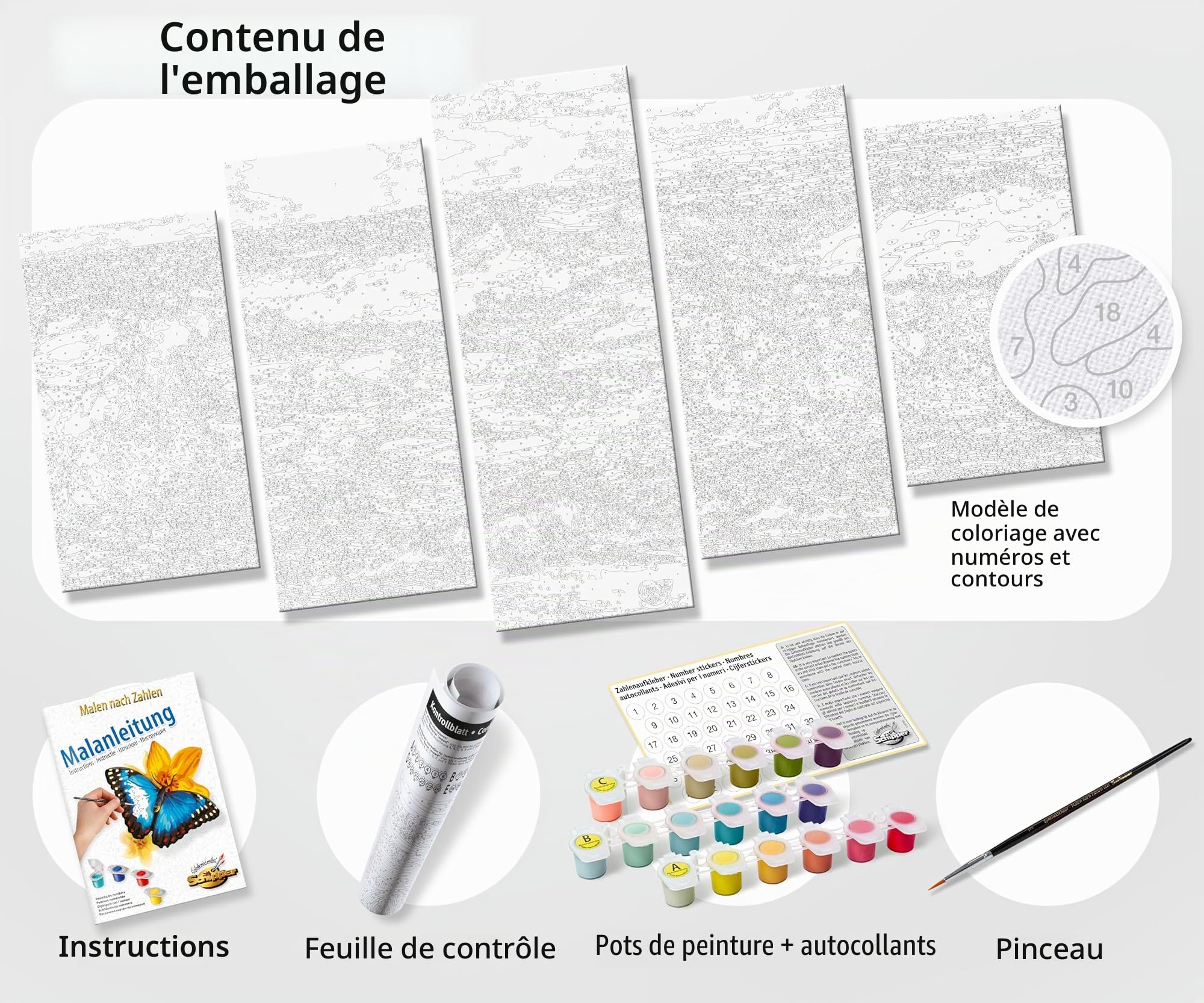 Smoby Simba - Schipper - New York - Kit de Peinture par Numéros - Acrylique - 5 Toiles - Structure en Lin - 609450806