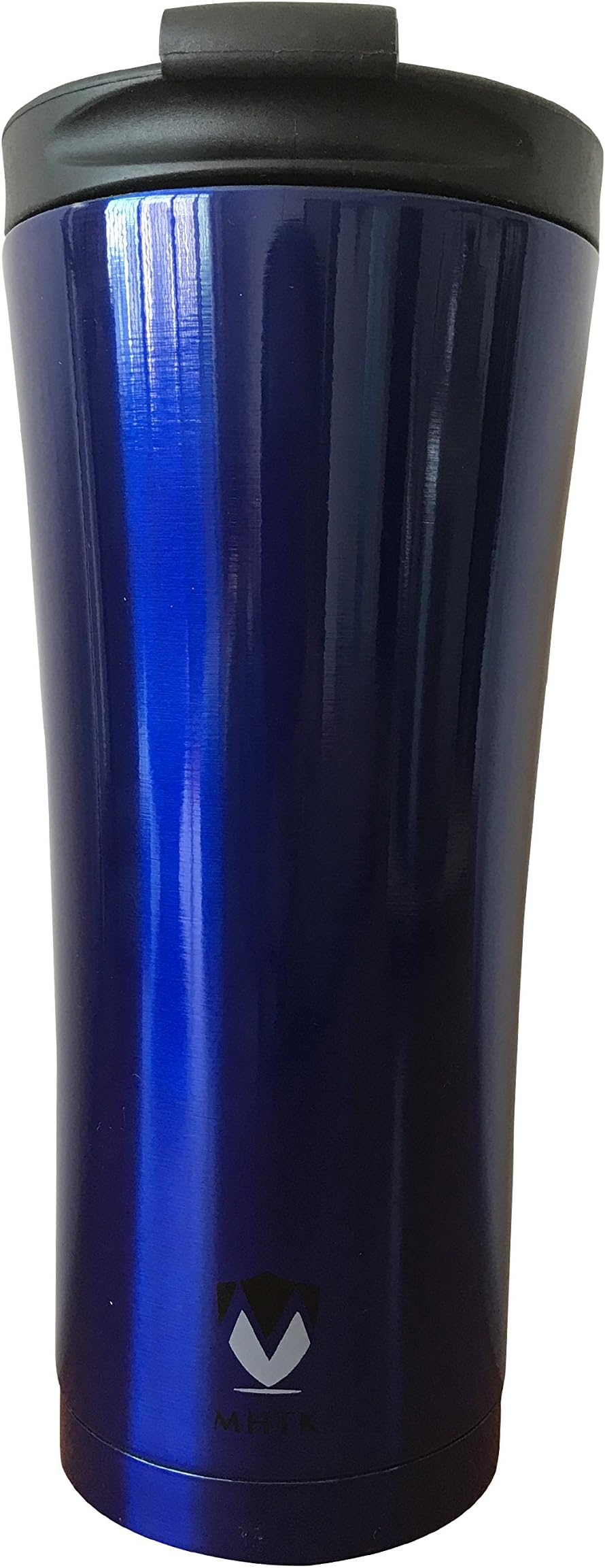 Stylish modern tumbler double wall stainless steel vacuum travel mug – 15 ounces sweat-free coffee travel mug with non-spill lid (Blue)