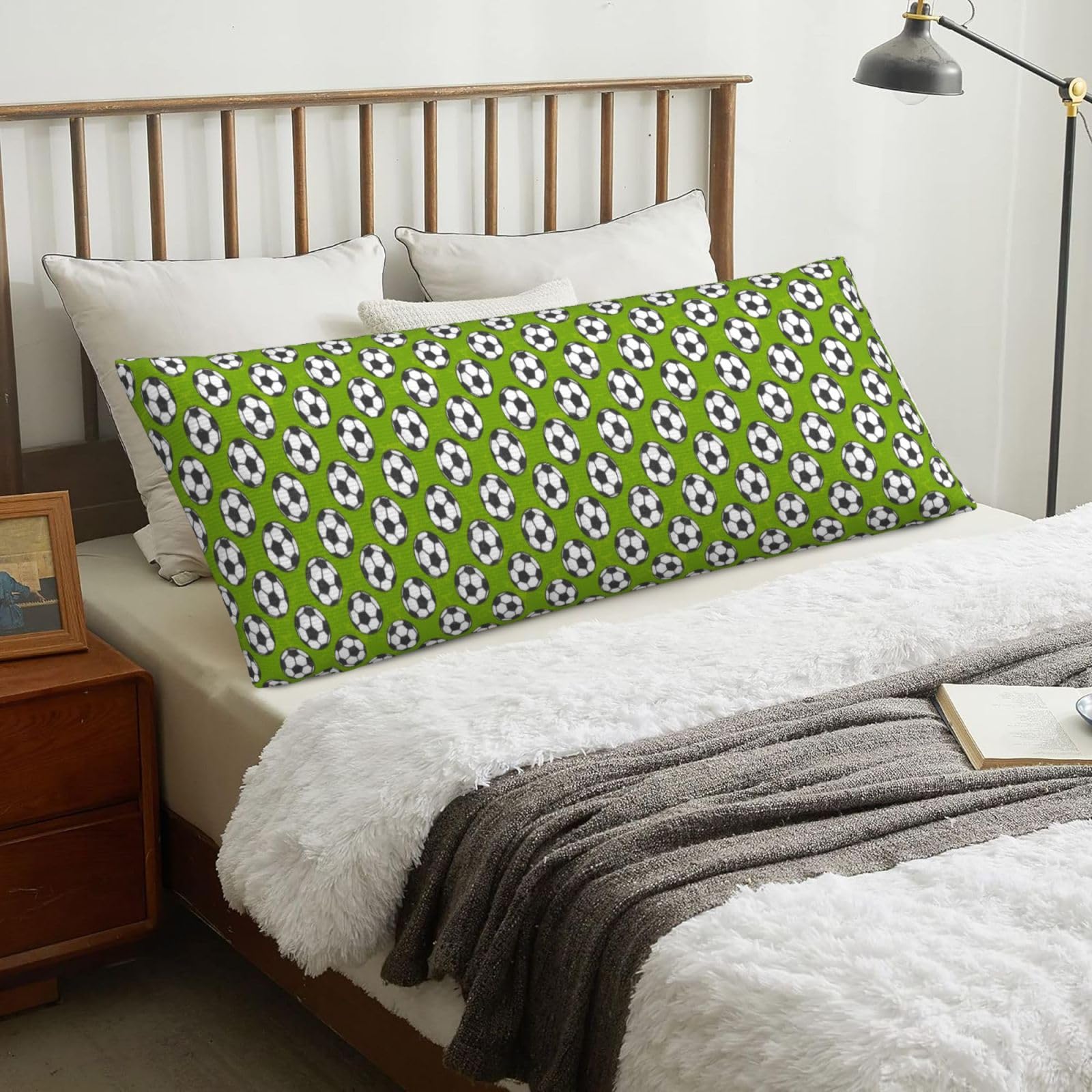Soccer Green, Body Pillow Cover with Zipper,Long Body Pillowcase 20 x 60 in