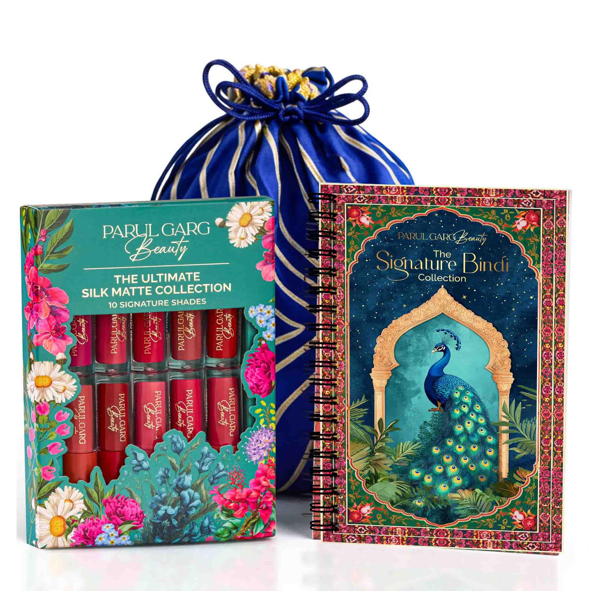 Parul Garg Beauty Signature Shringar Glam Pack | Bindi Book, Sindoor & Pink Potli | Festive Gift Set for Women | Bridal Makeup & Gifting Combo for Women (All-Time Favourites Gift Pack)-image-46